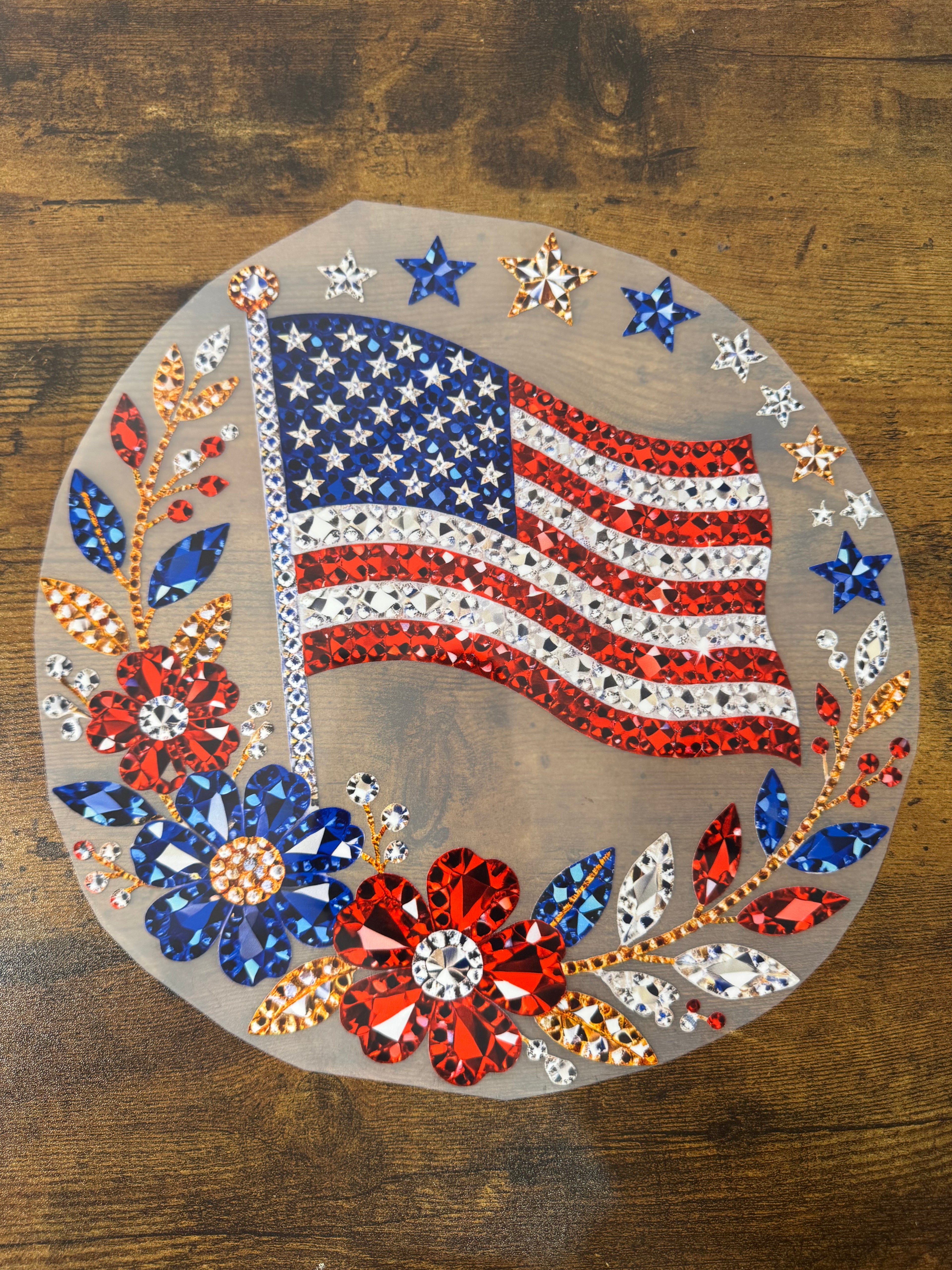 Rhinestone Effect Flag/Flower Transfer
