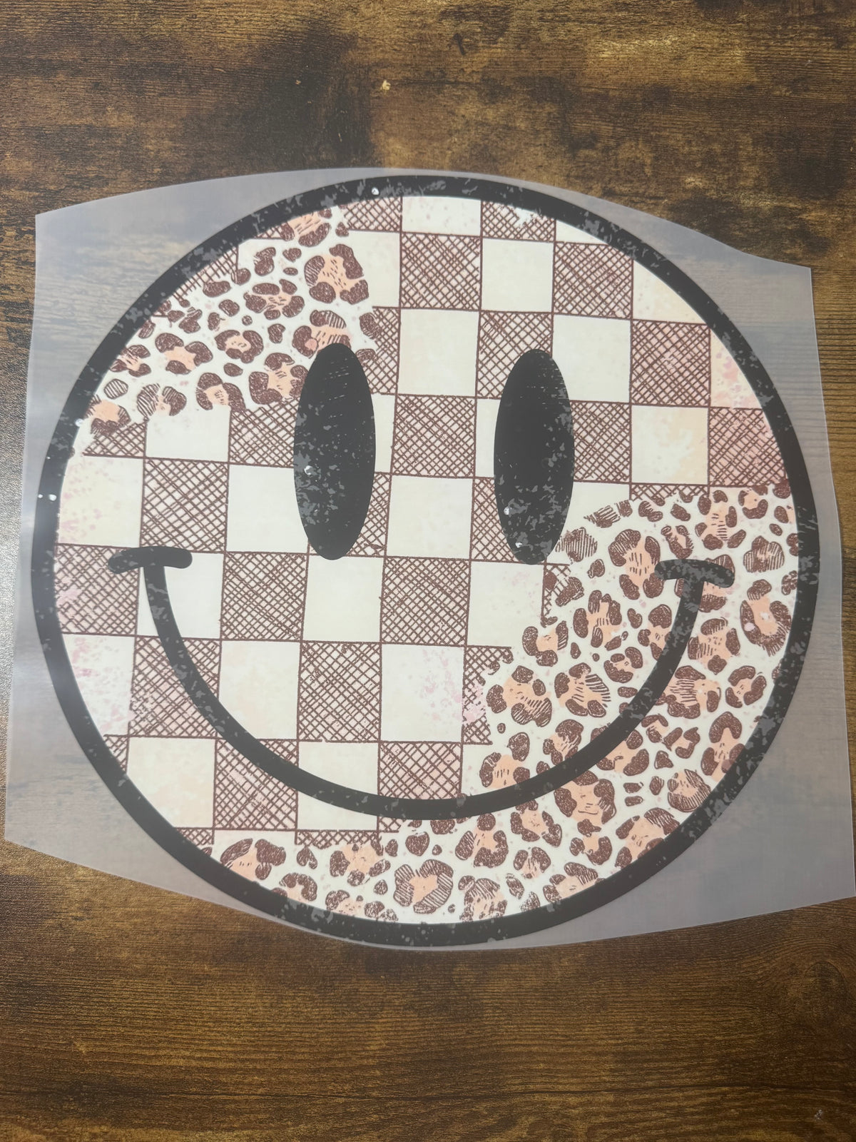Checkered/Leopard Smiley Transfer
