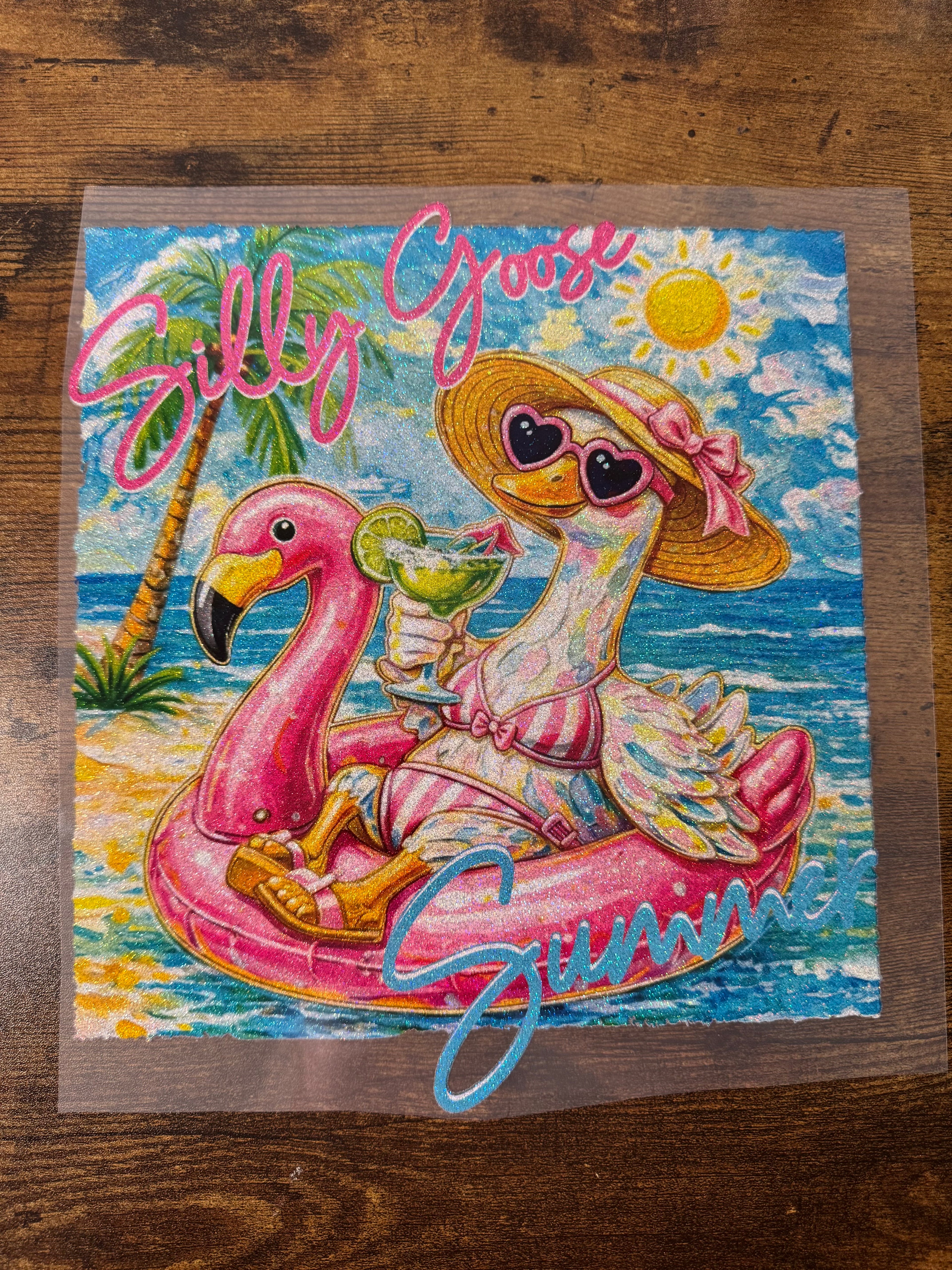 Silly Goose Summer Glitter Transfer