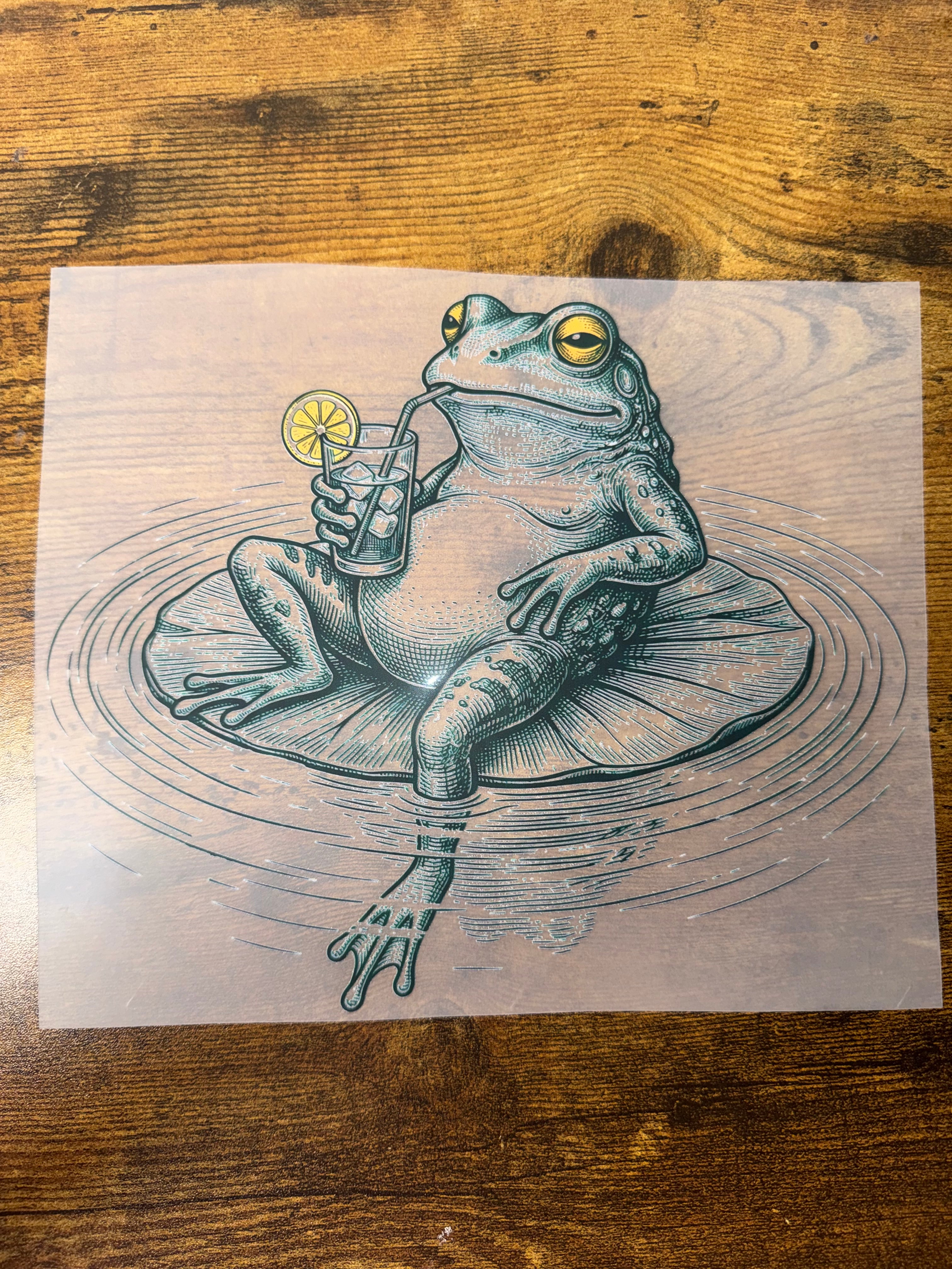Frog Sipping Lemonade Transfer