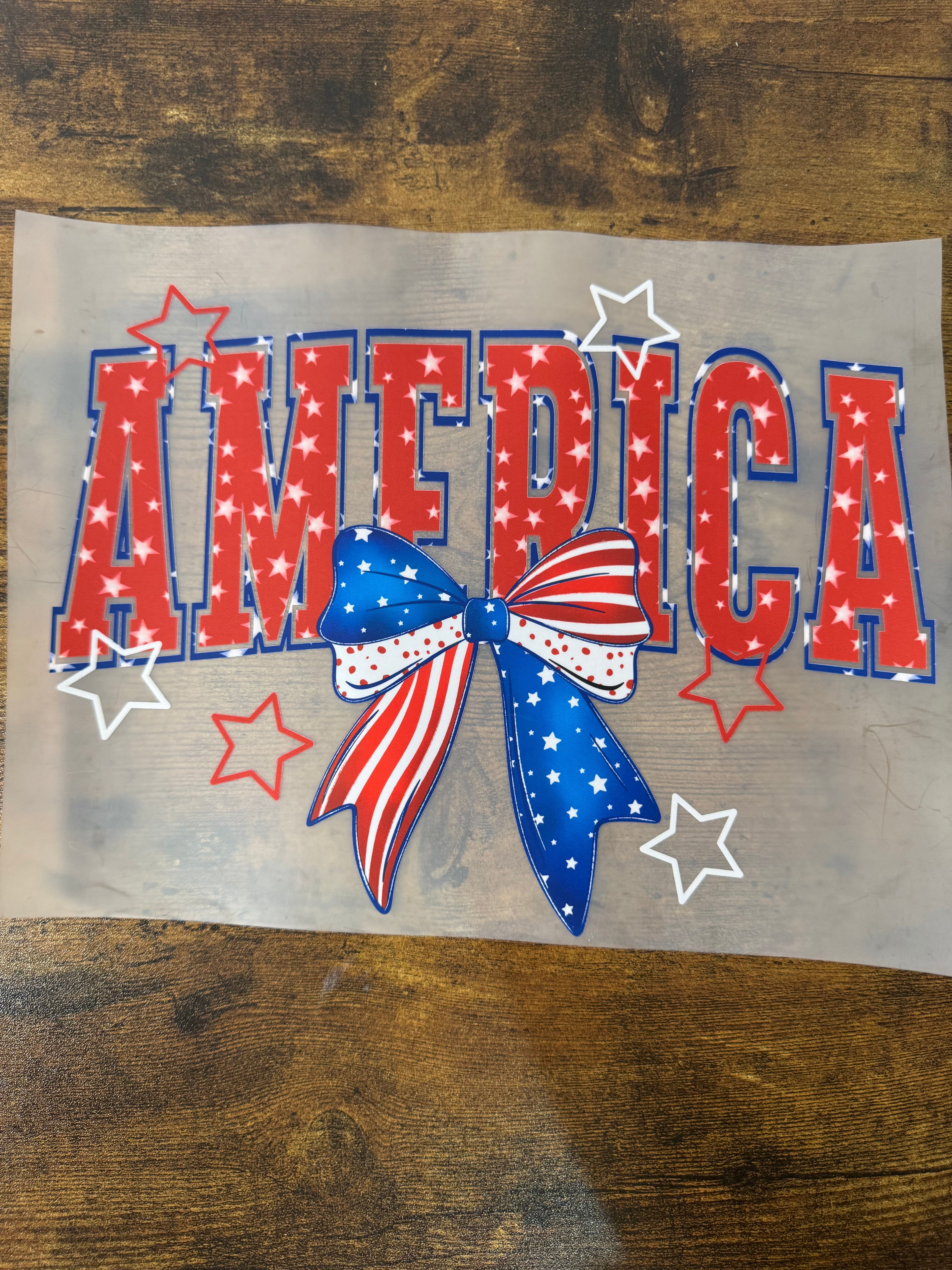 AMERICA With Bow Transfer