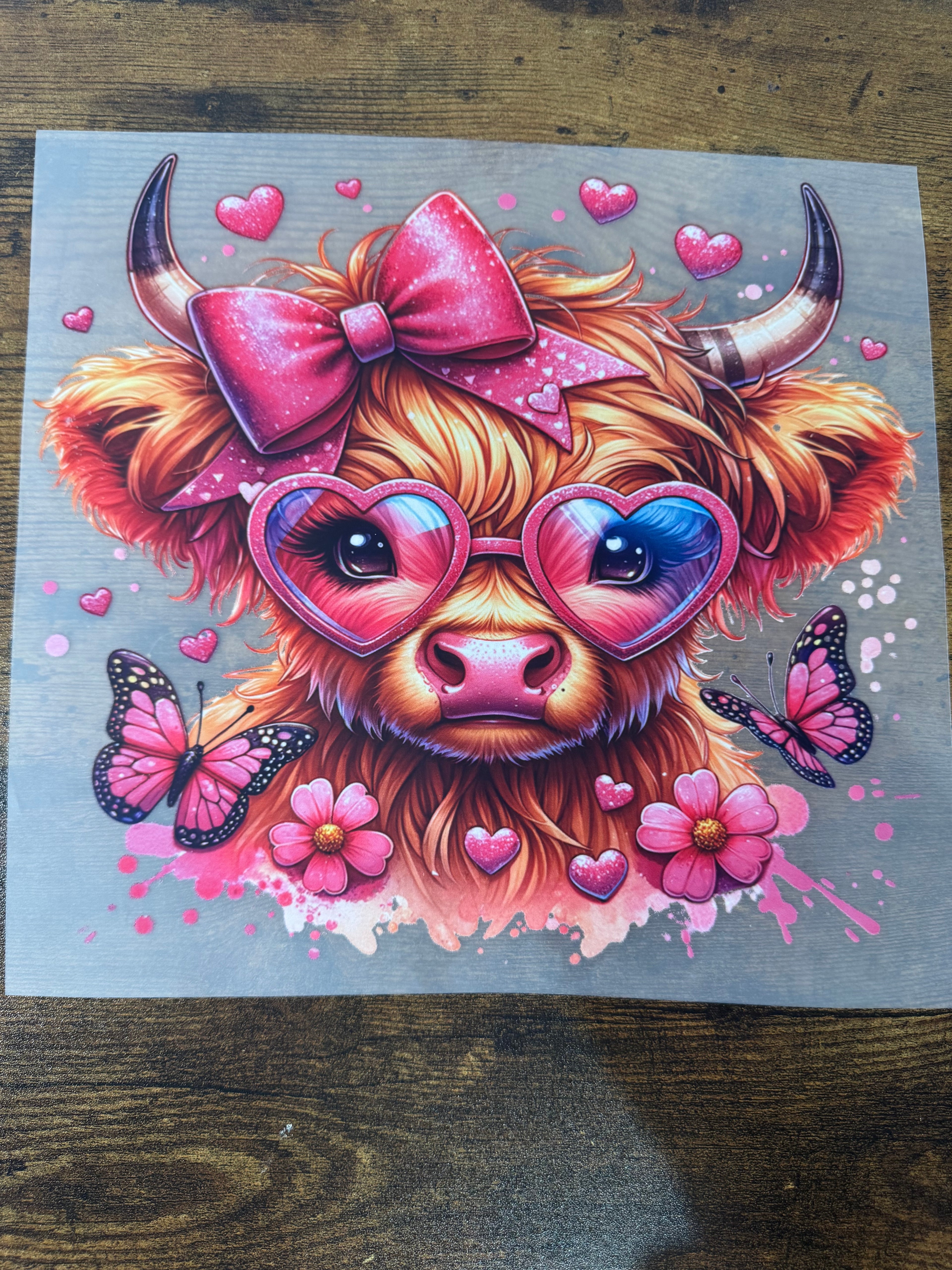 Girly Highland Cow Transfer