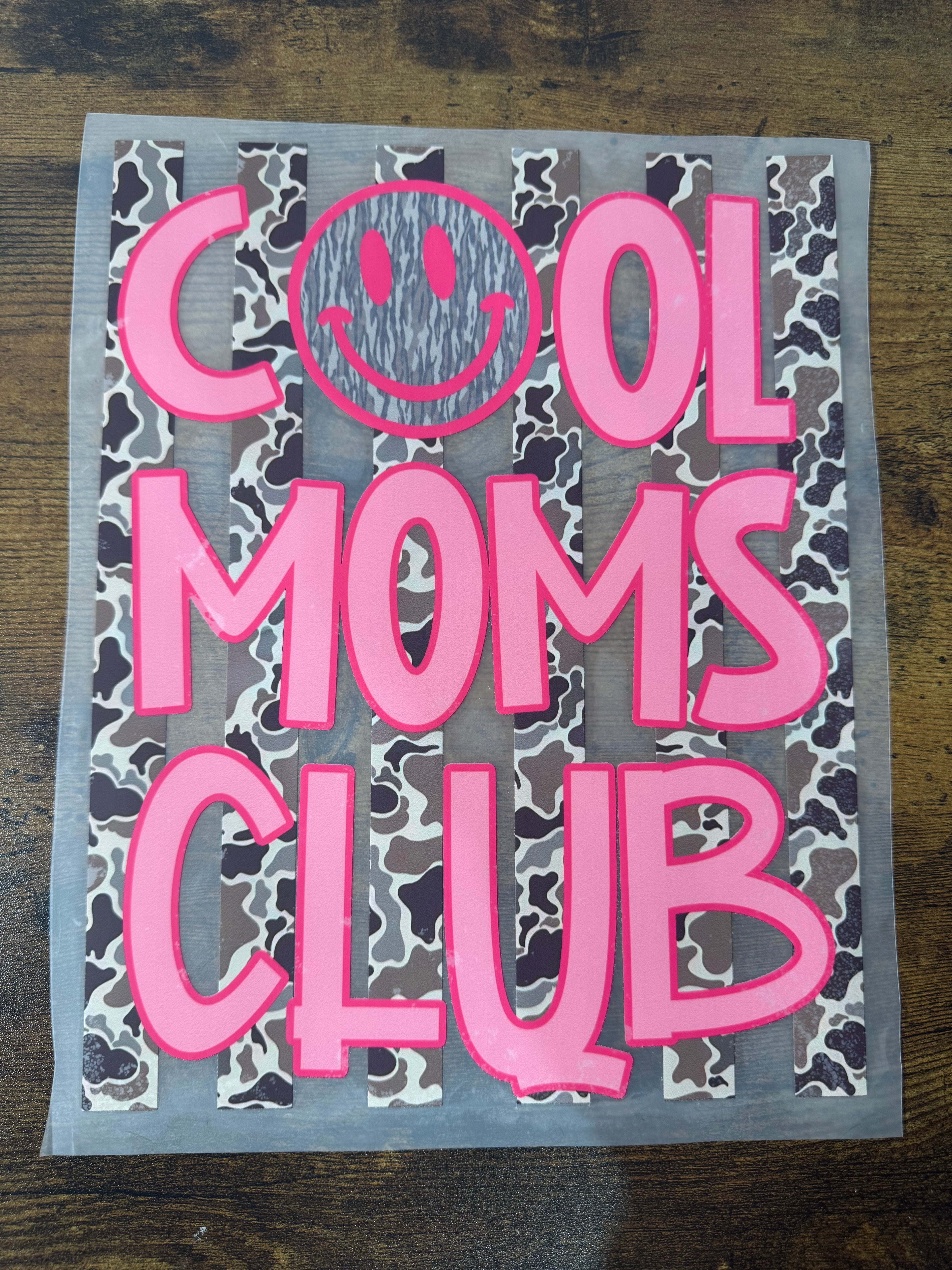 Cool Moms Club (camo stripes) Transfer