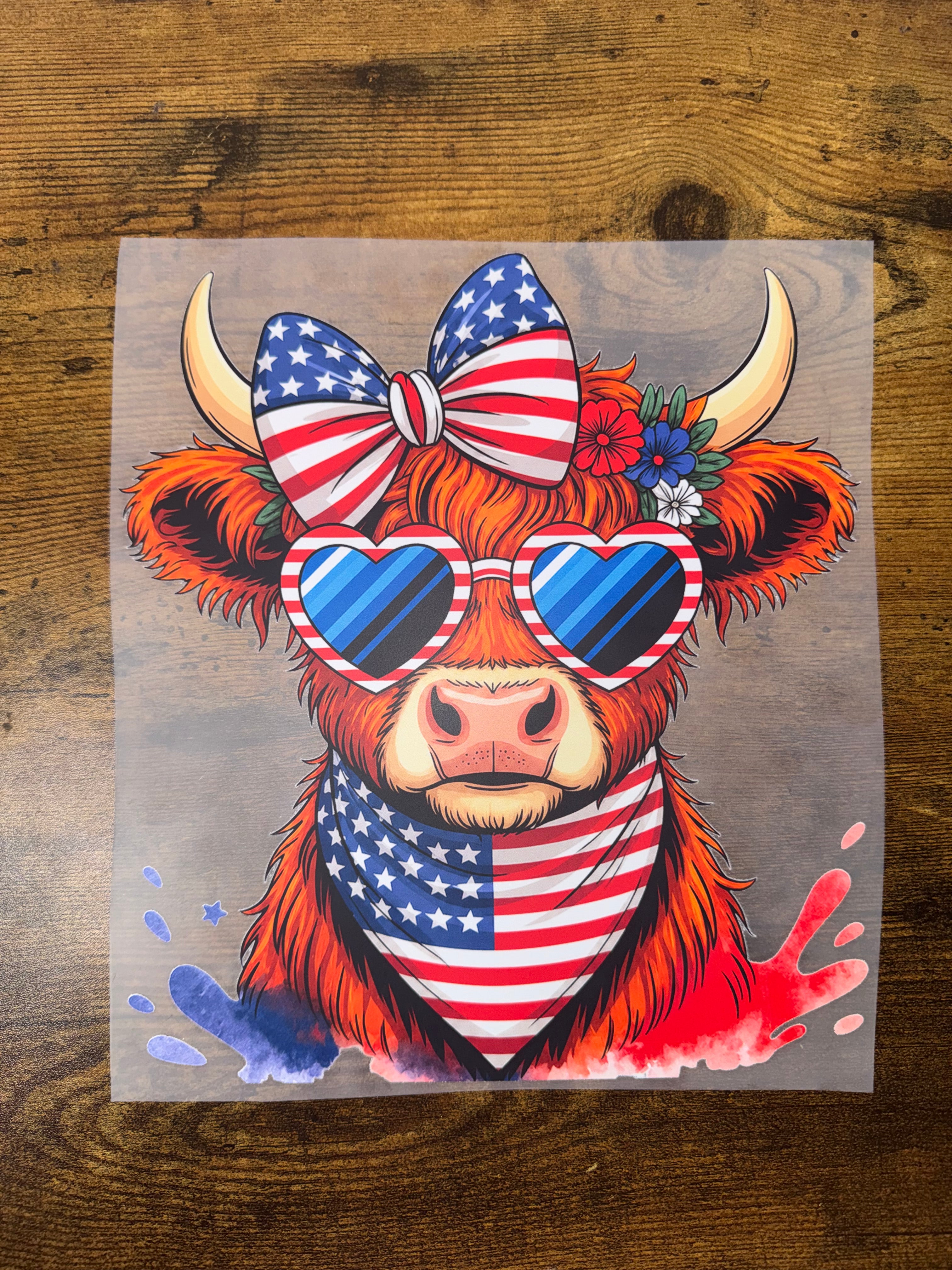Patriotic Highland Cow Transfer