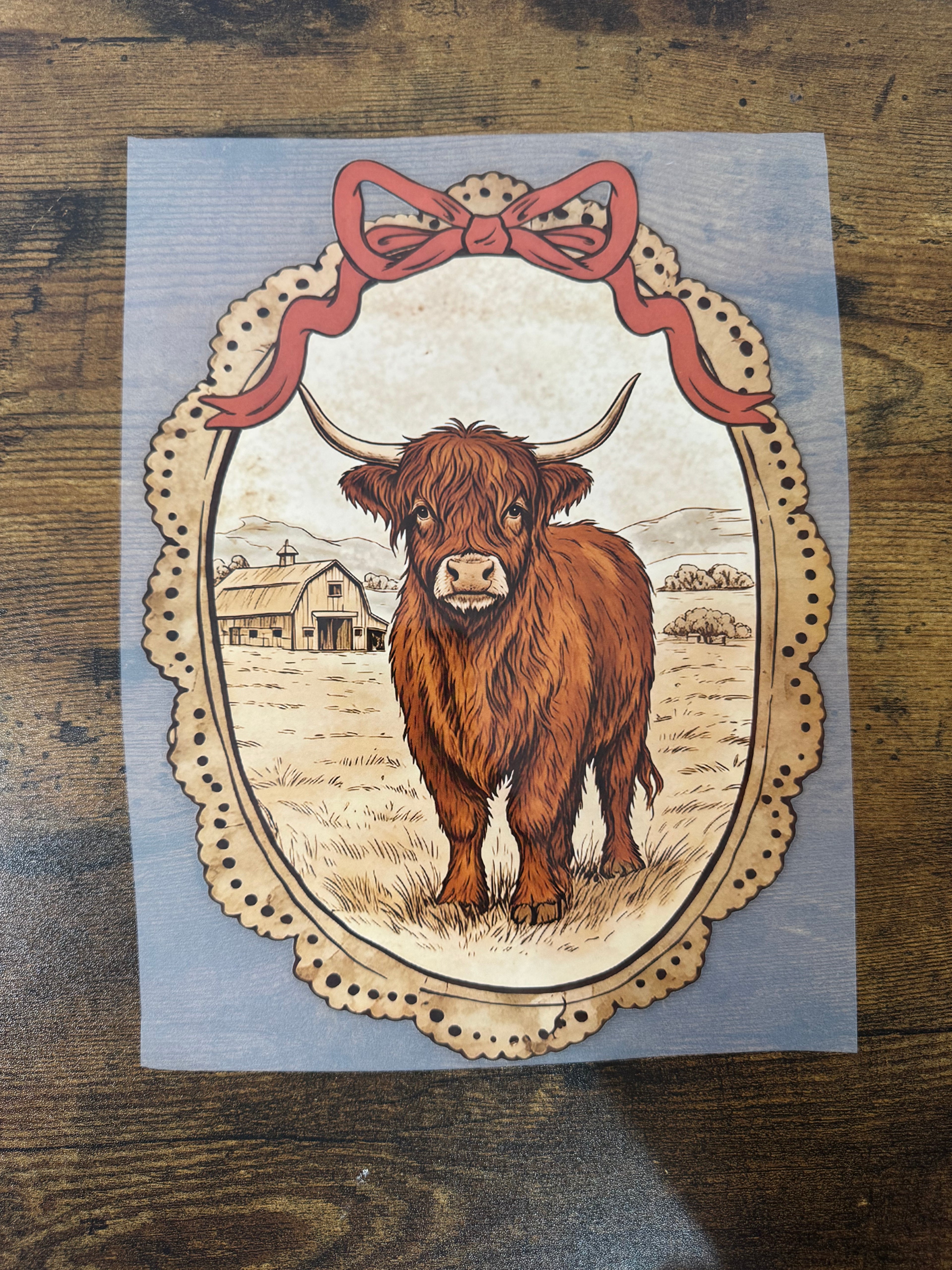 Mirror Highland Cow Transfer