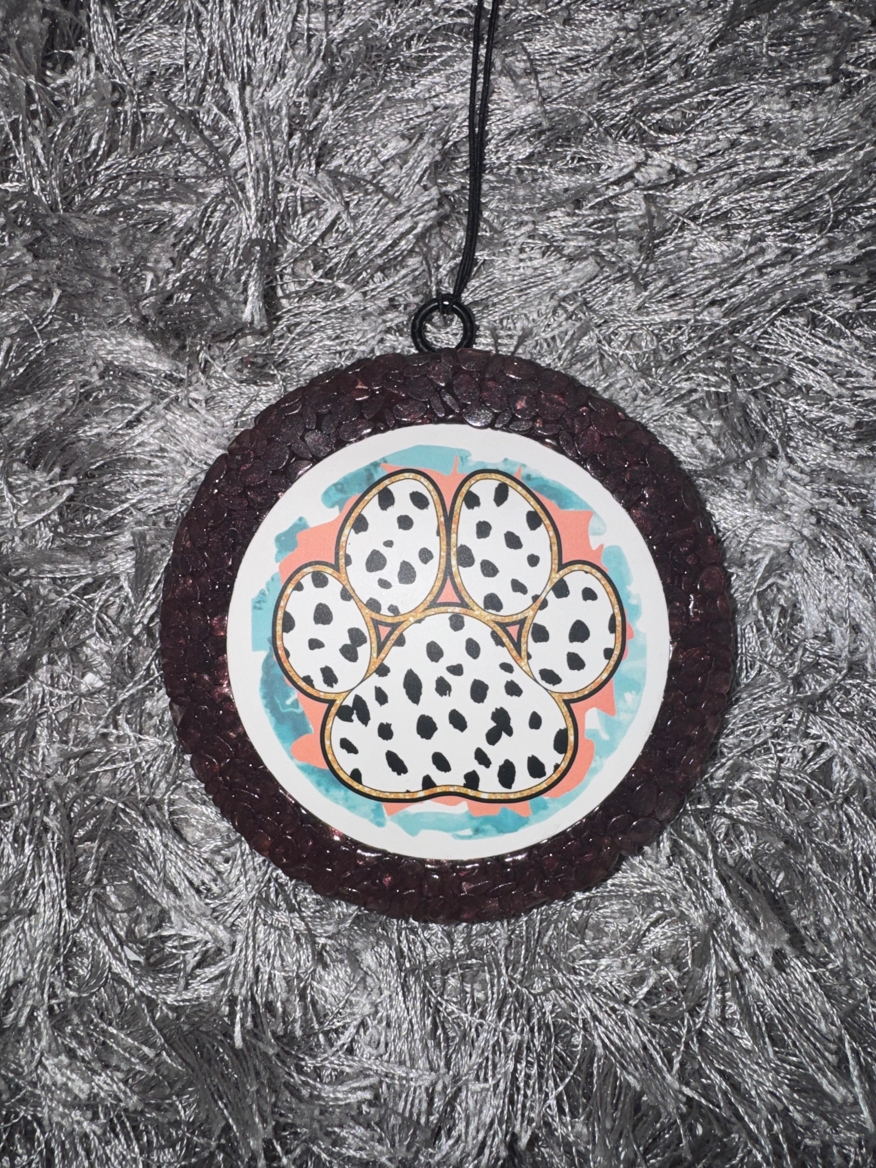 Paw Print Cardstock Car Freshie - Volcano Scented