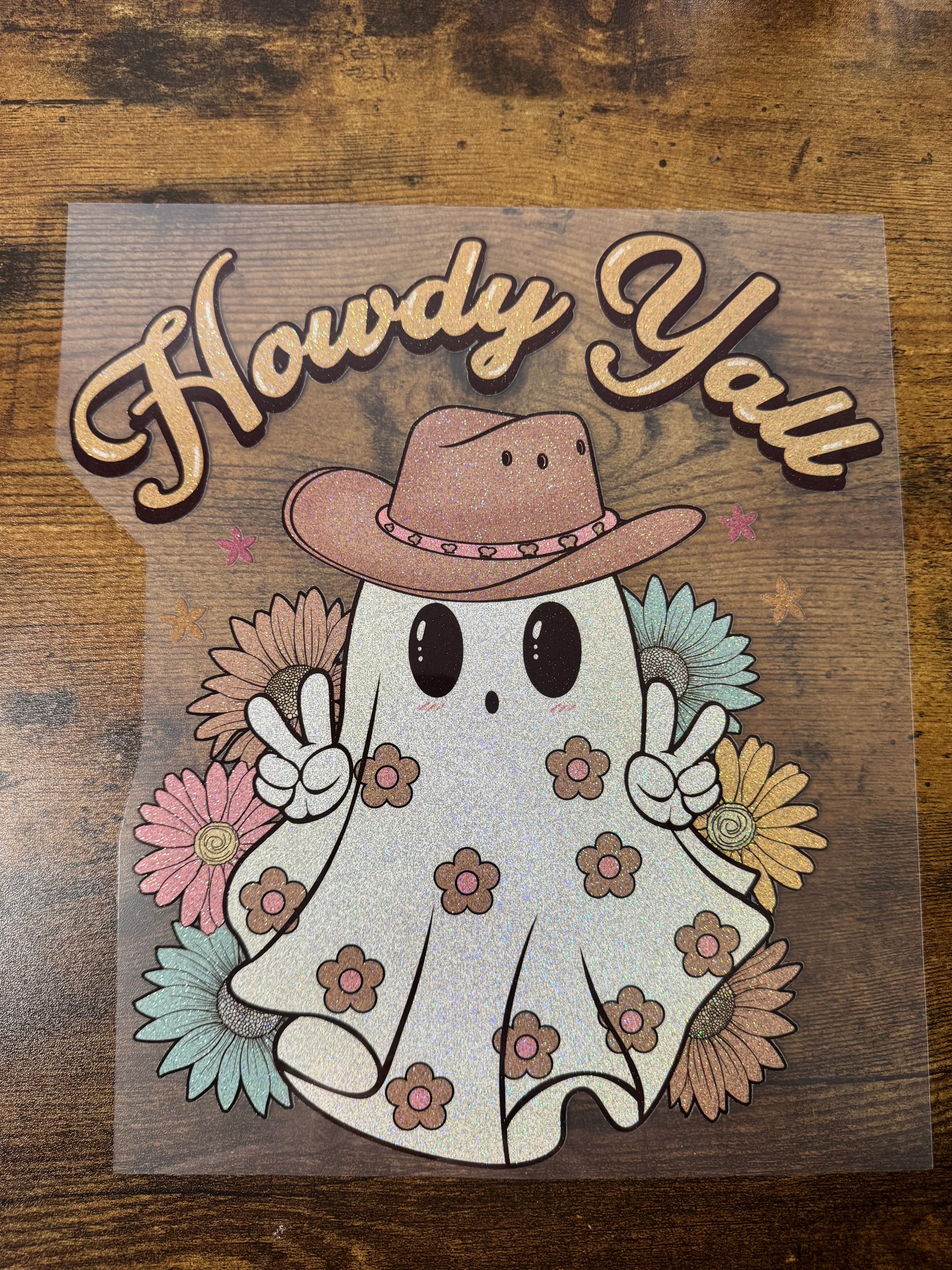 Howdy Y’all Ghost Glitter Transfer