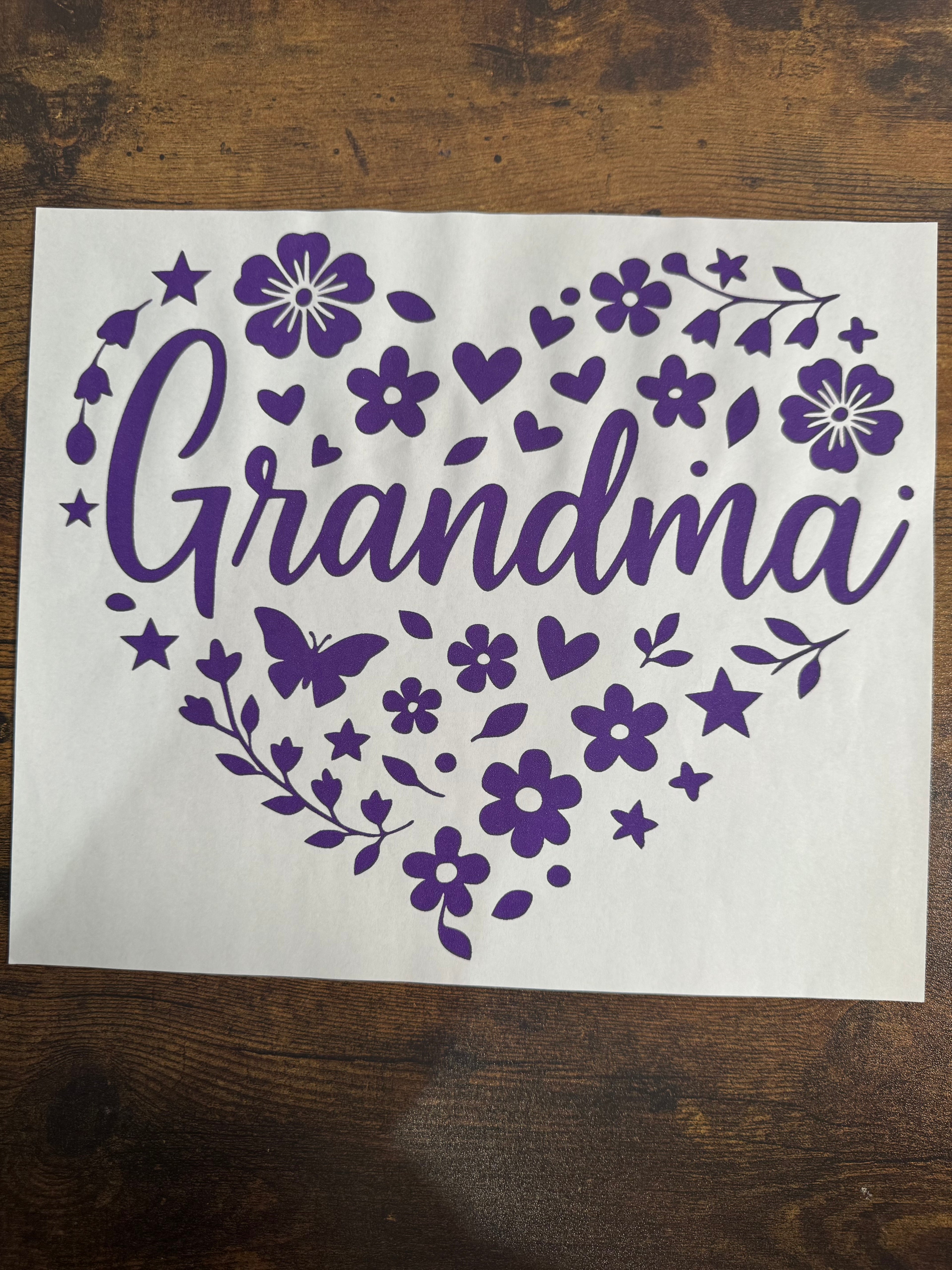 Grandam Floral Heart Transfer