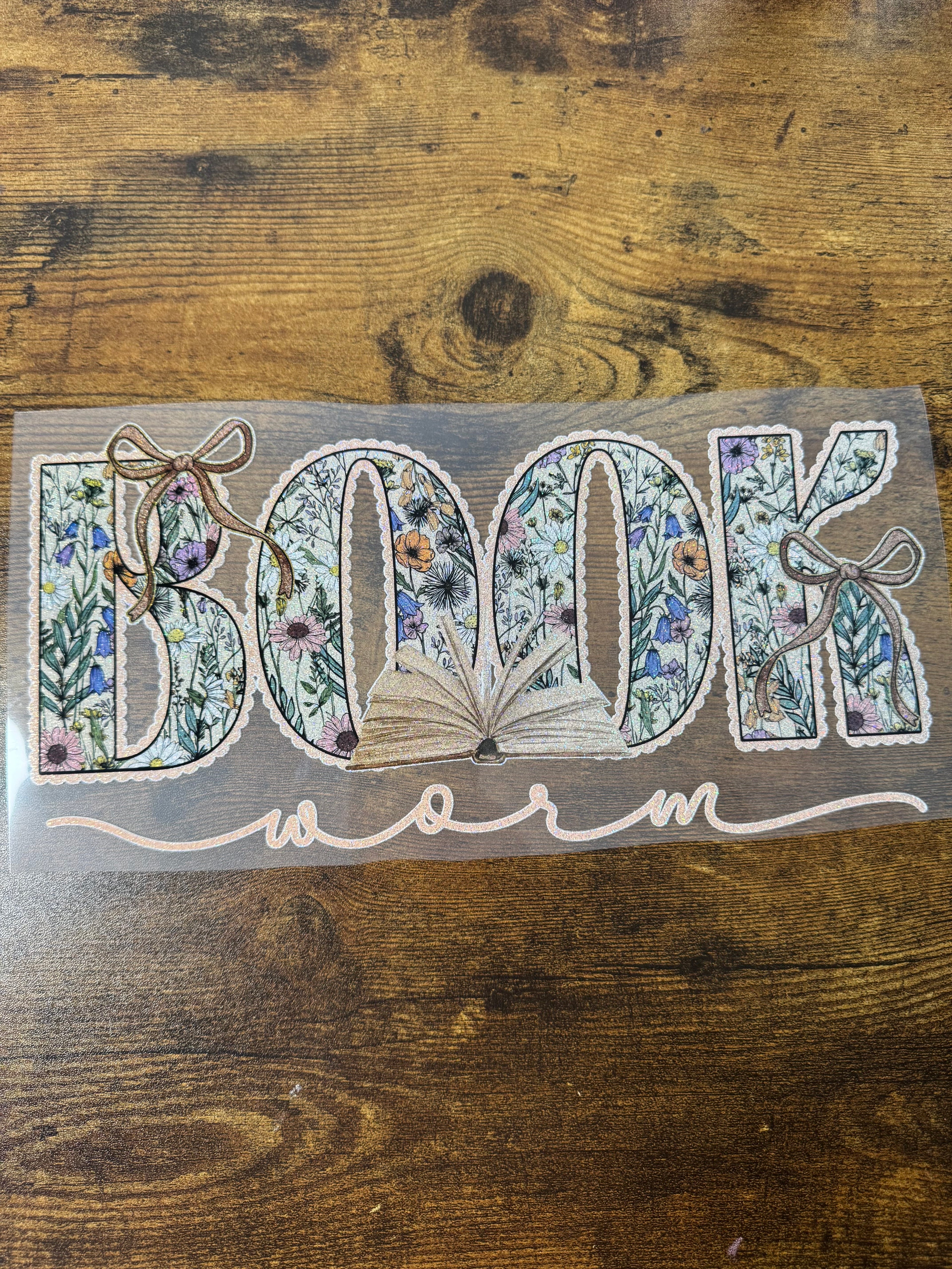 Book Worm Glitter Transfer