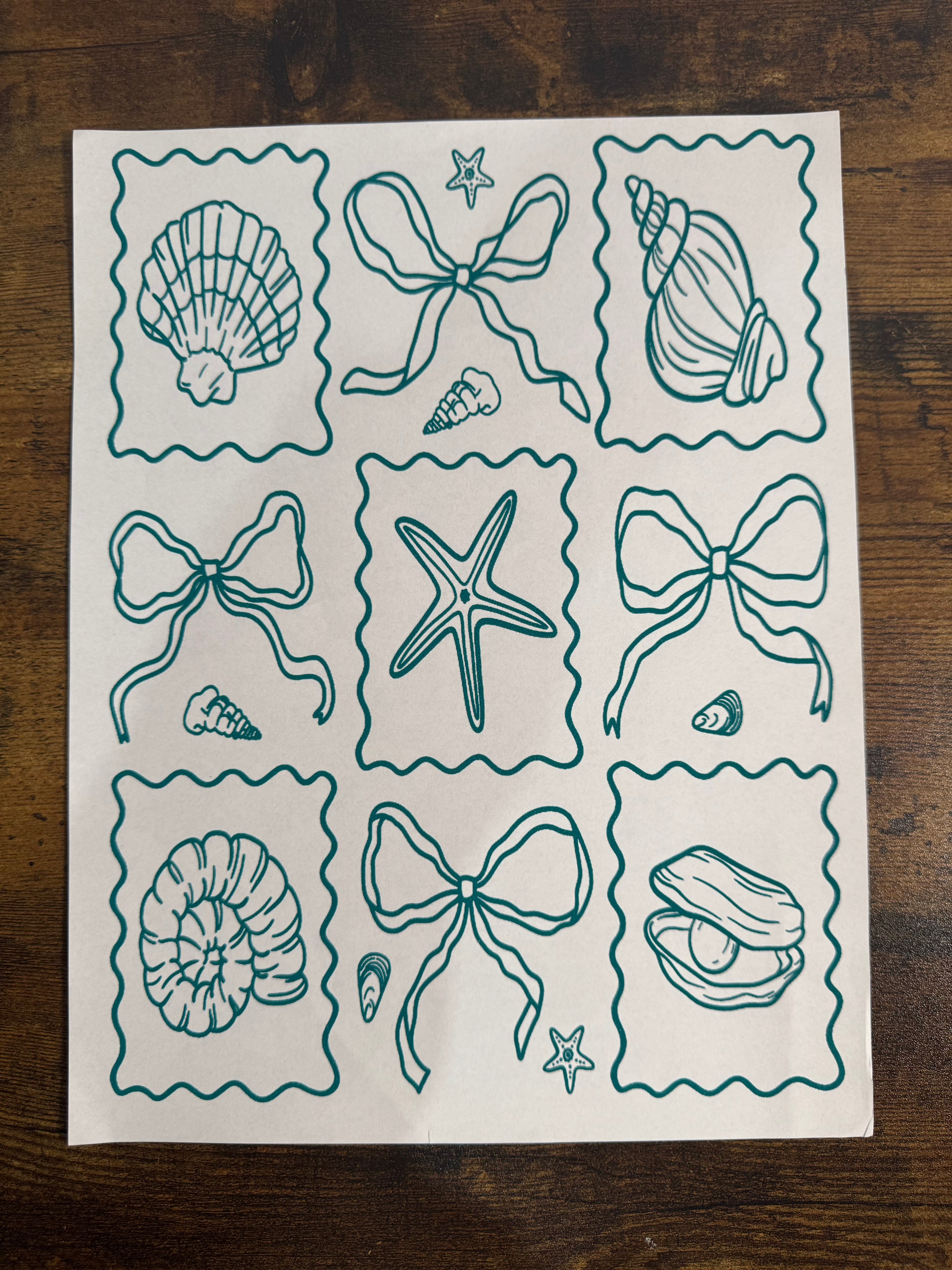 Blue Bows & Shells Transfer