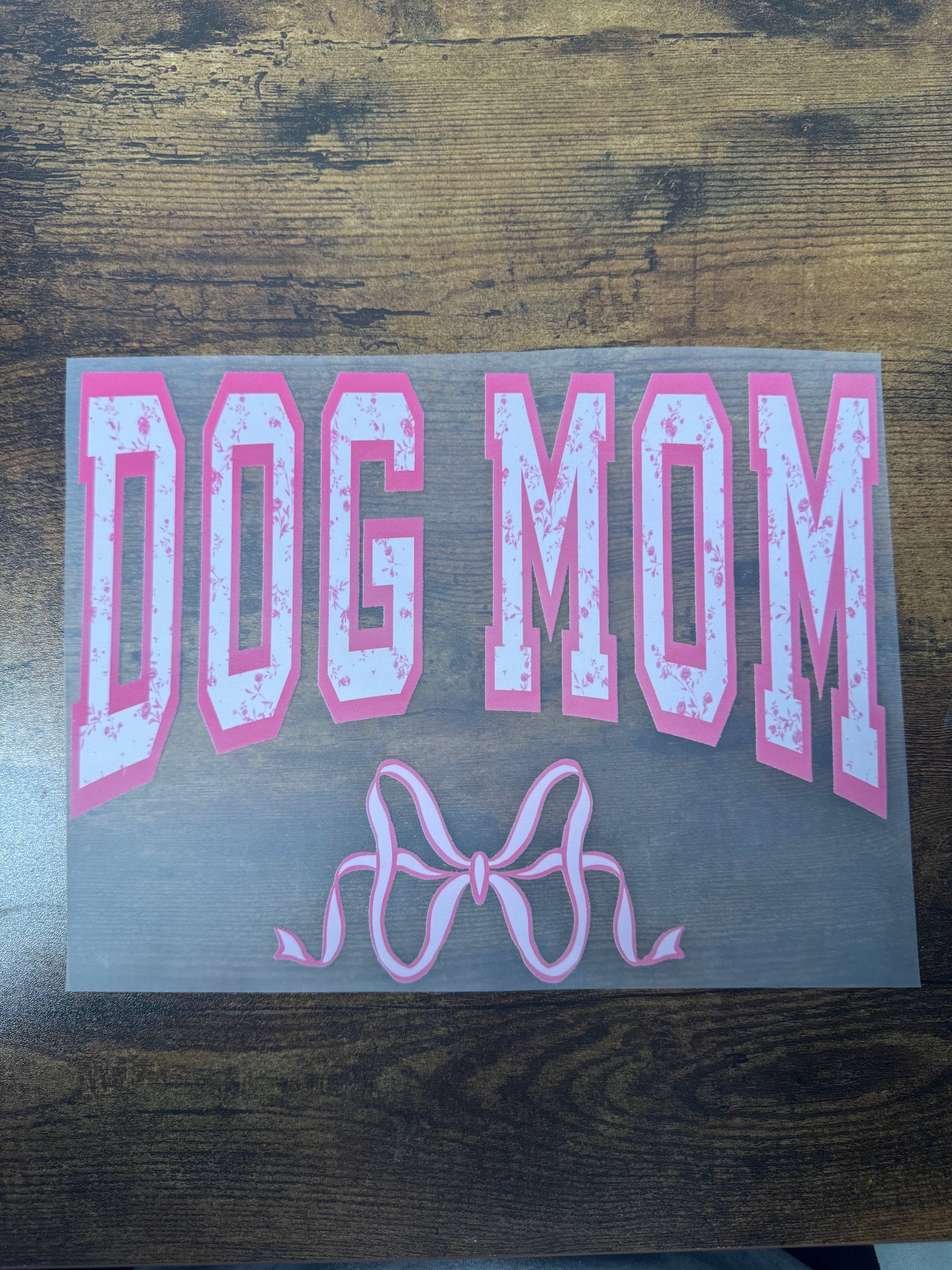 Dog Mom With Bow Transfer