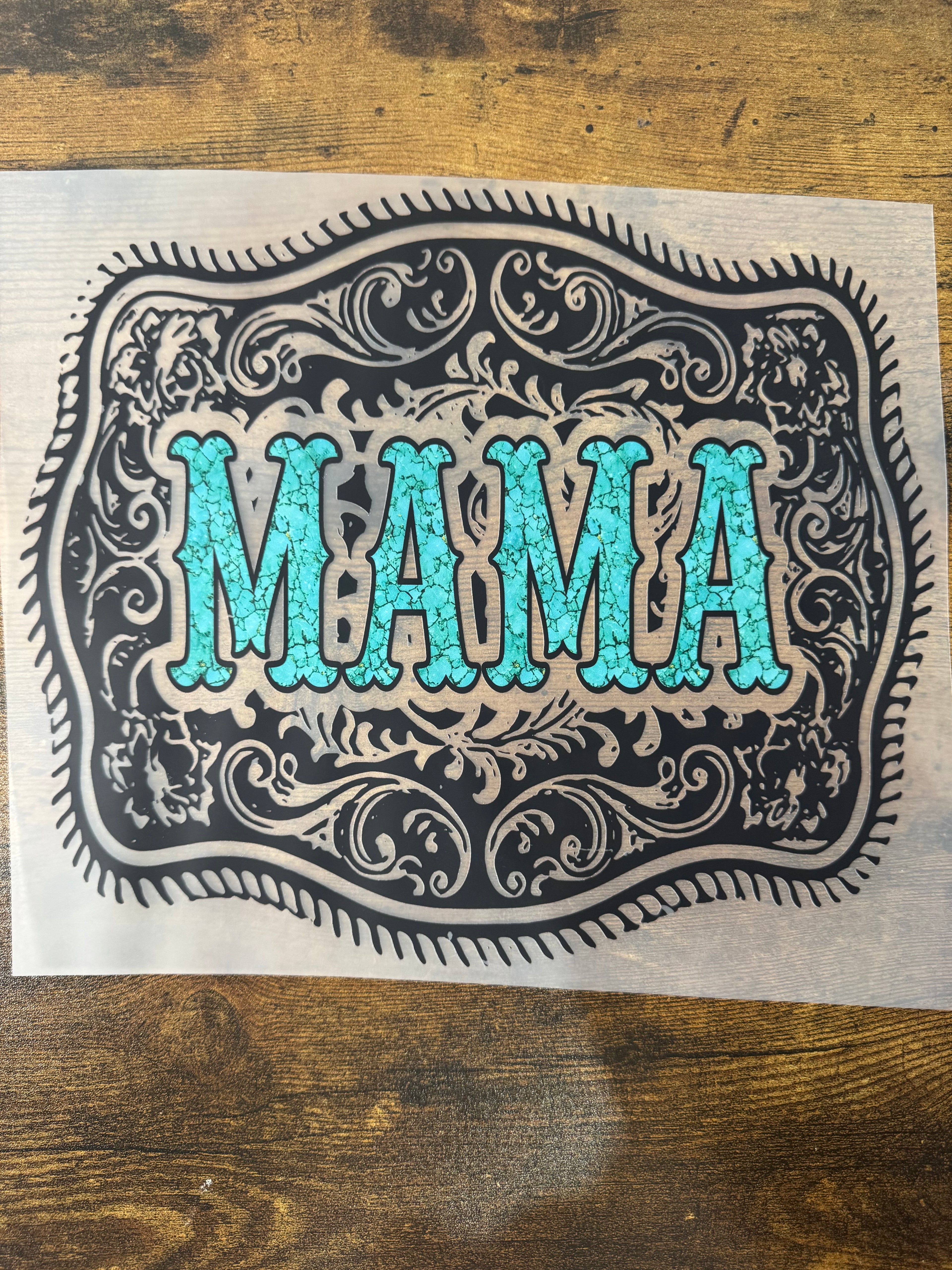Western Belt Buckle MAMA Transfer