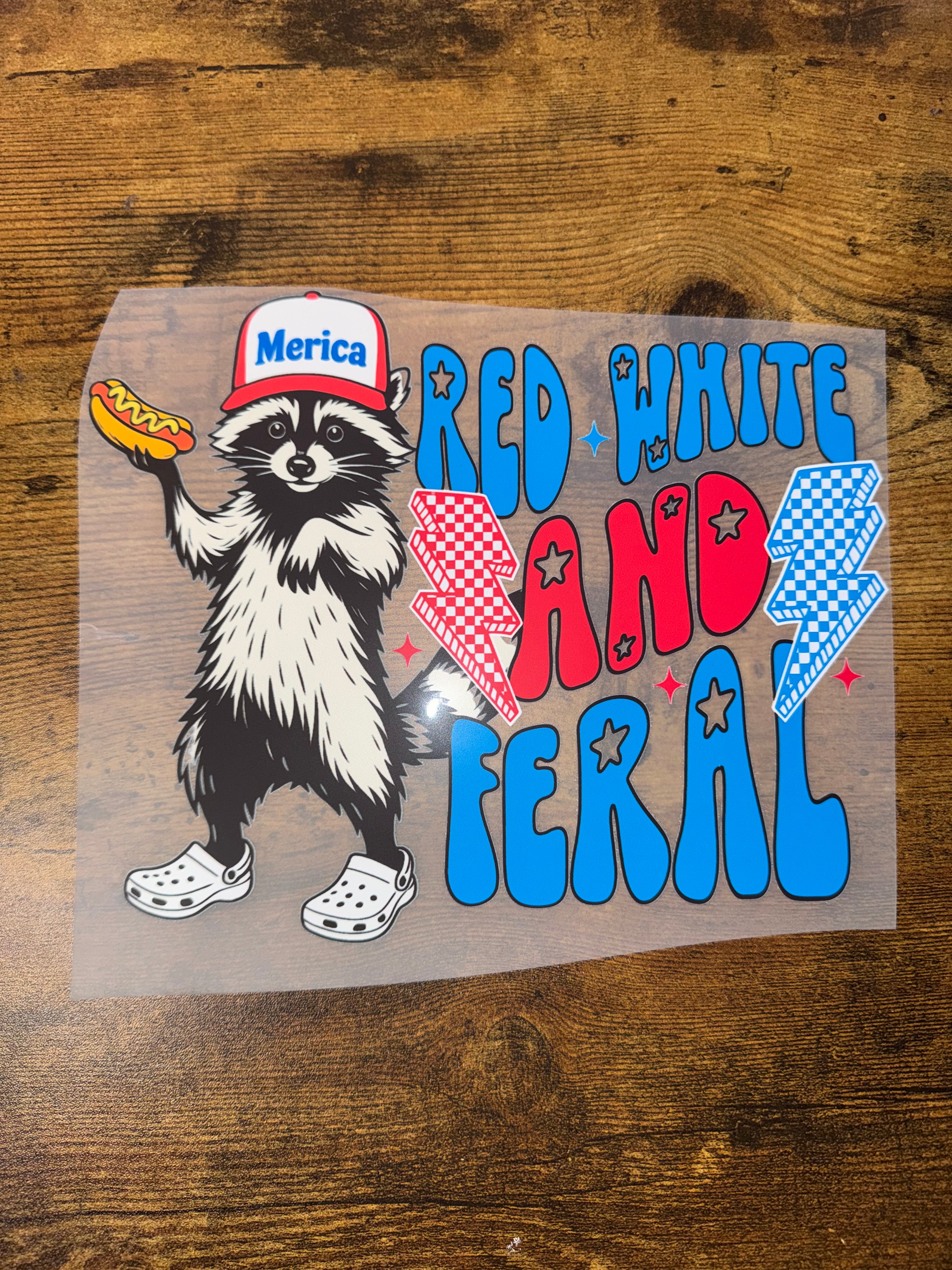 Red White & Feral Raccoon Transfer