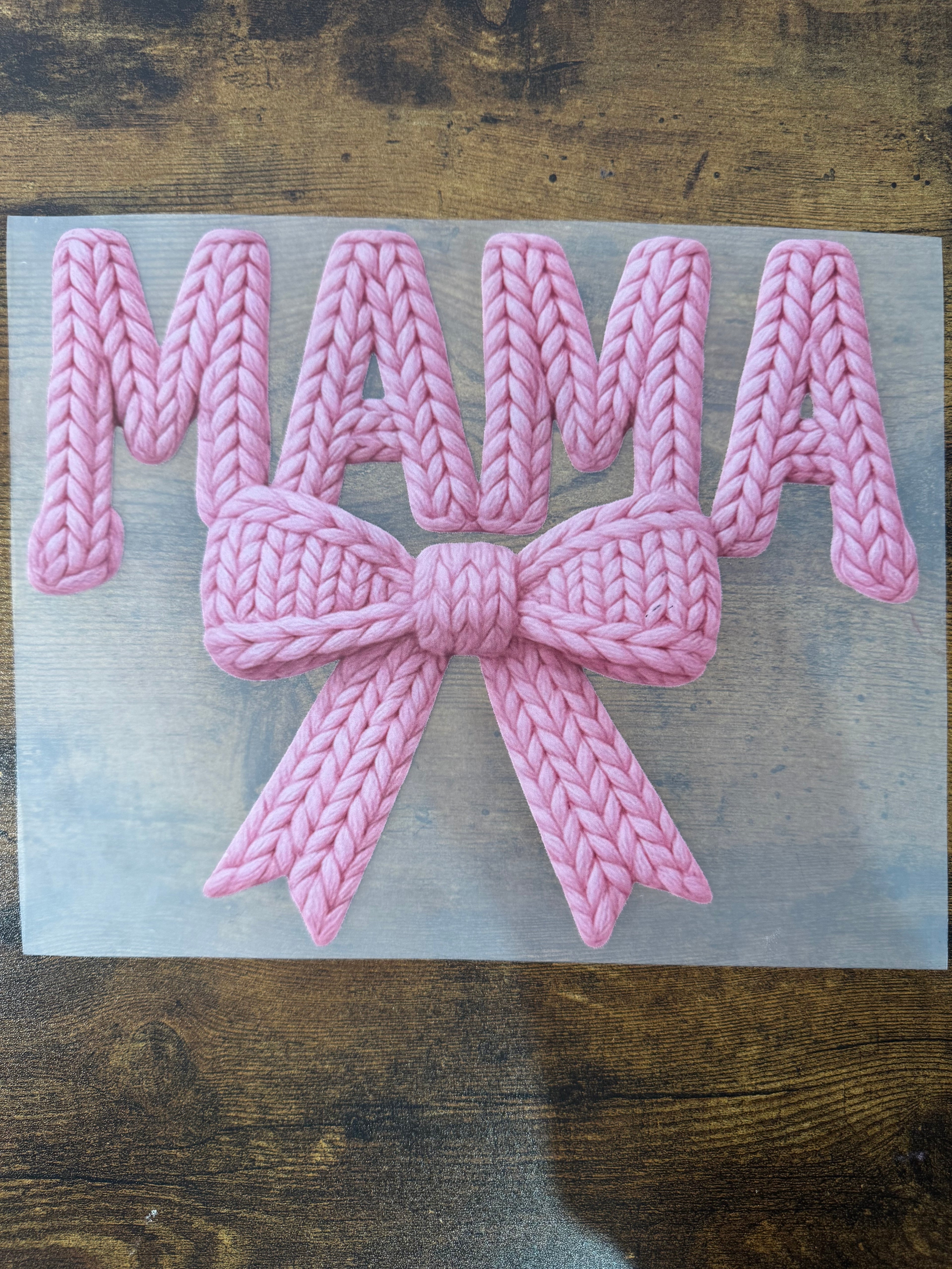 Pink Faux Yarn MAMA Transfer