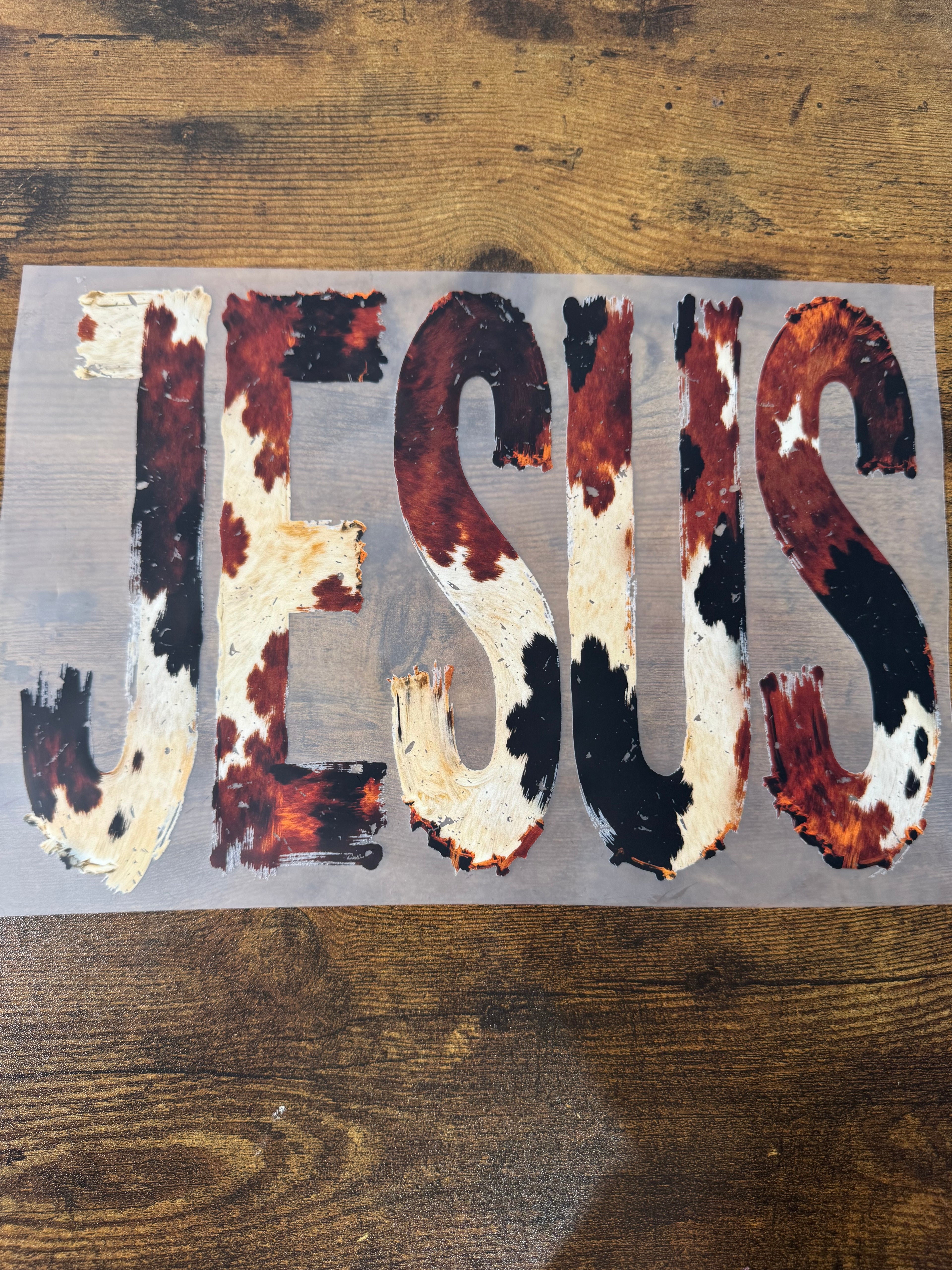 Cowhide JESUS Transfer