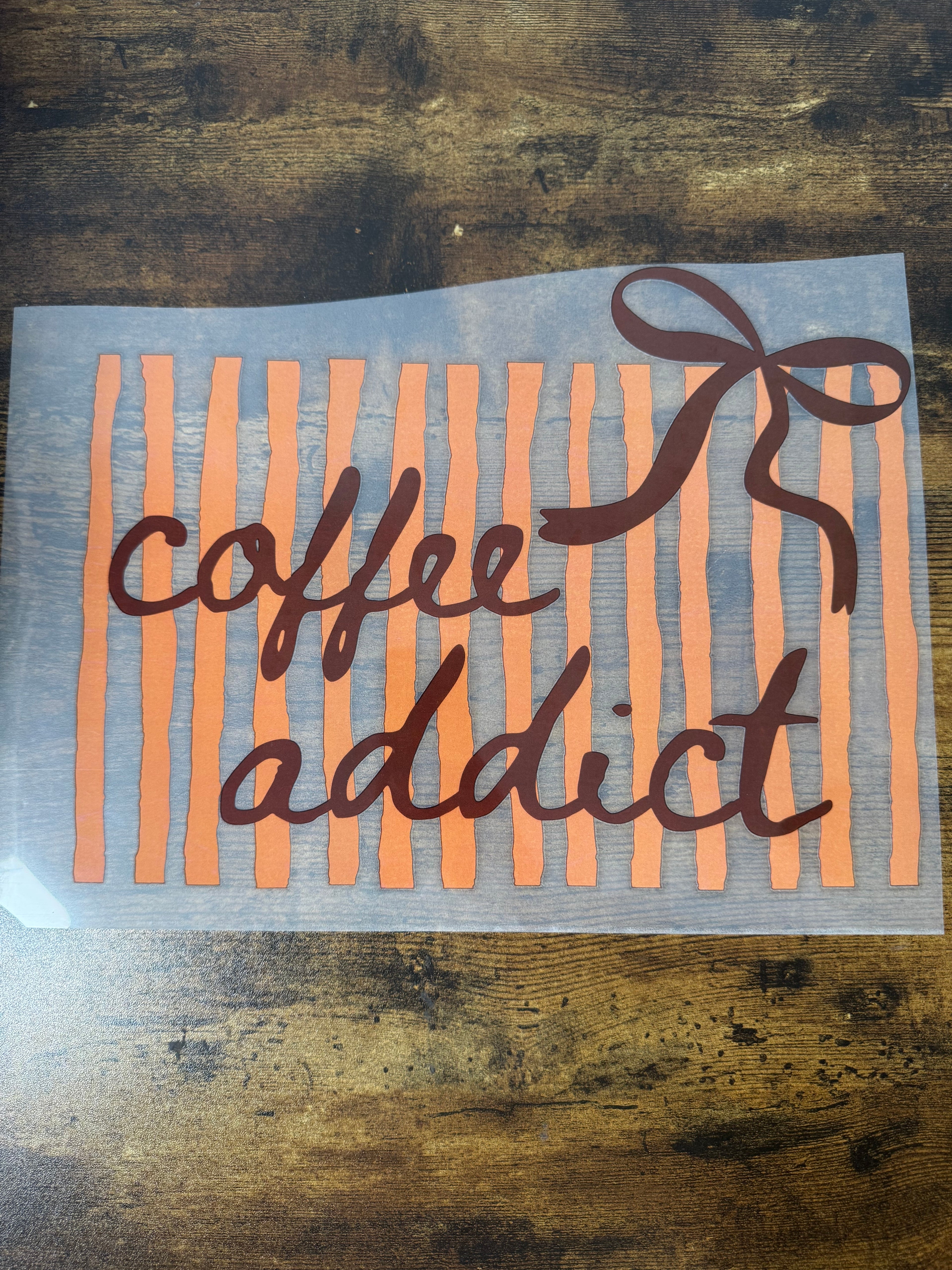 Striped Coffee Addict Transfer