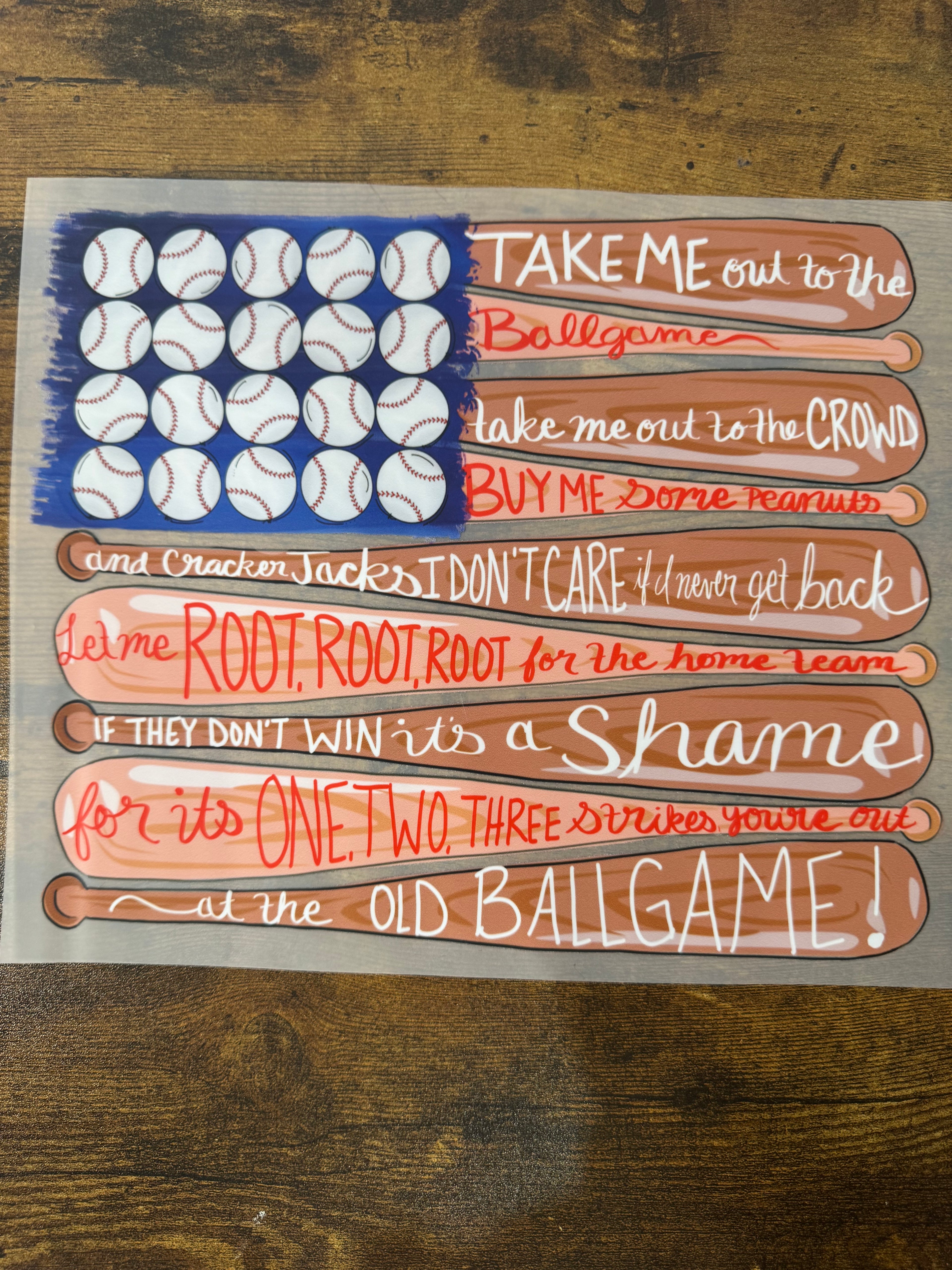 Take Me Out To The Ballgame Flag Transfer