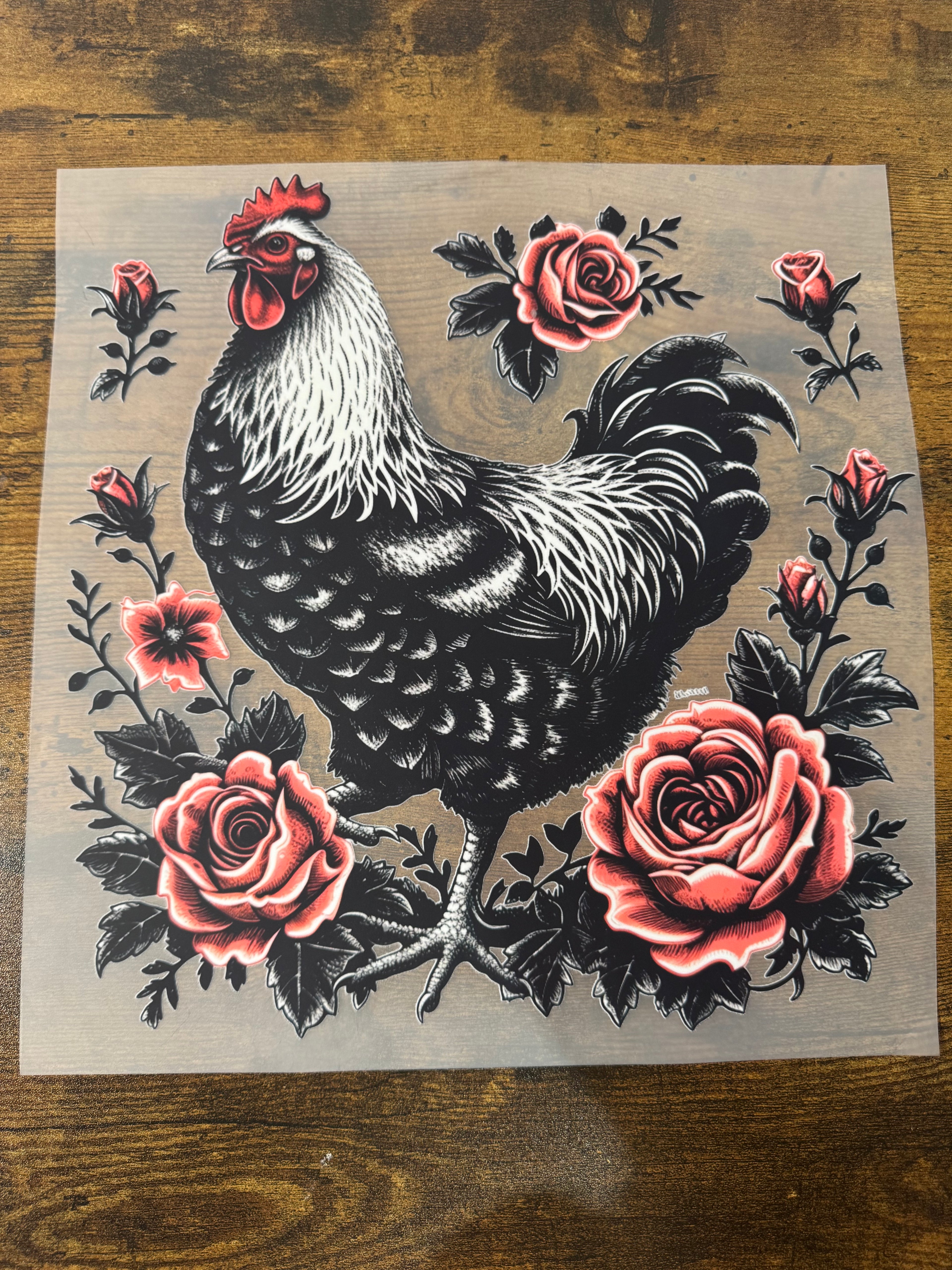 Chicken & Roses Transfer