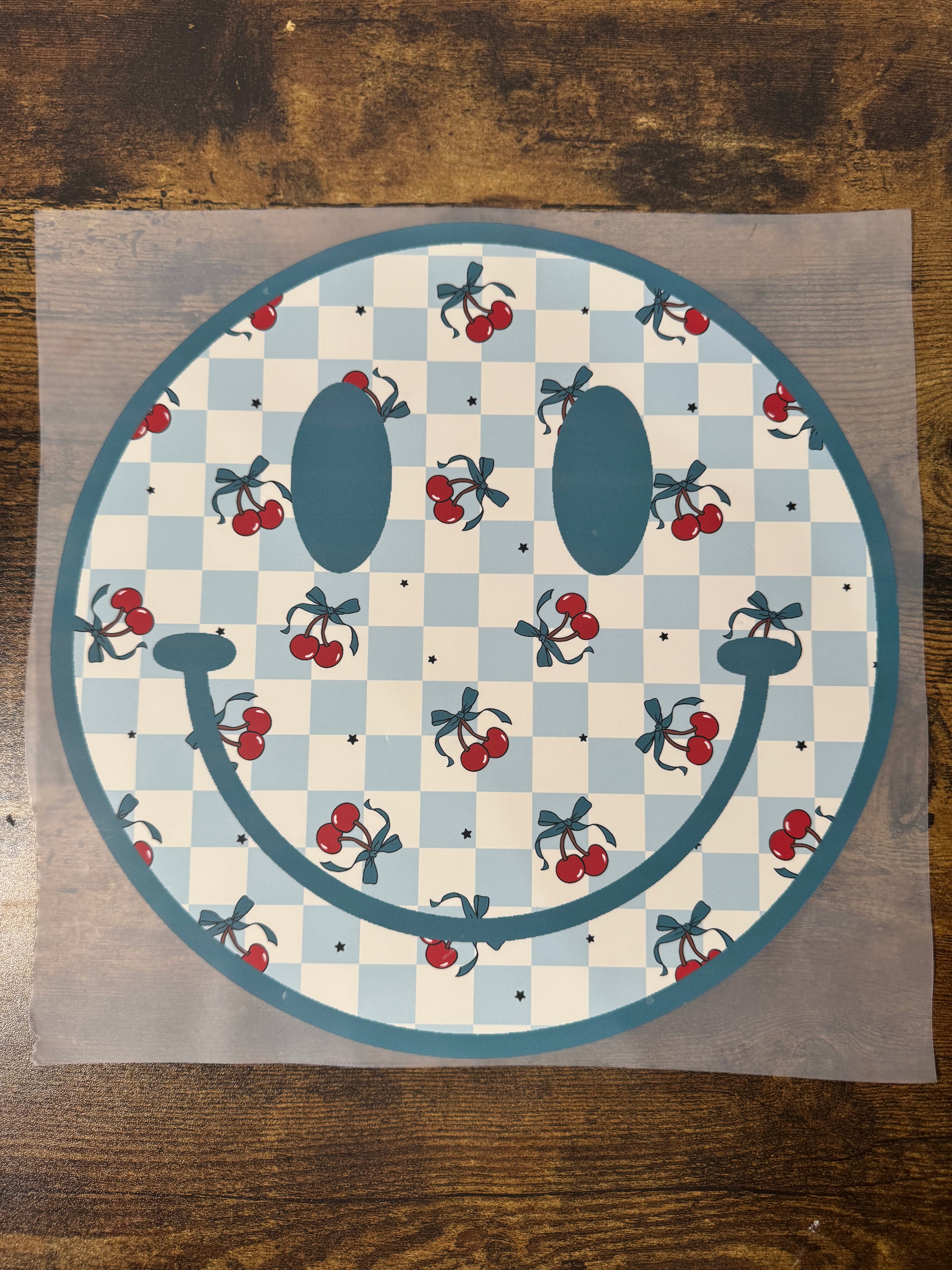 Cherry & Checkered Smiley Transfer