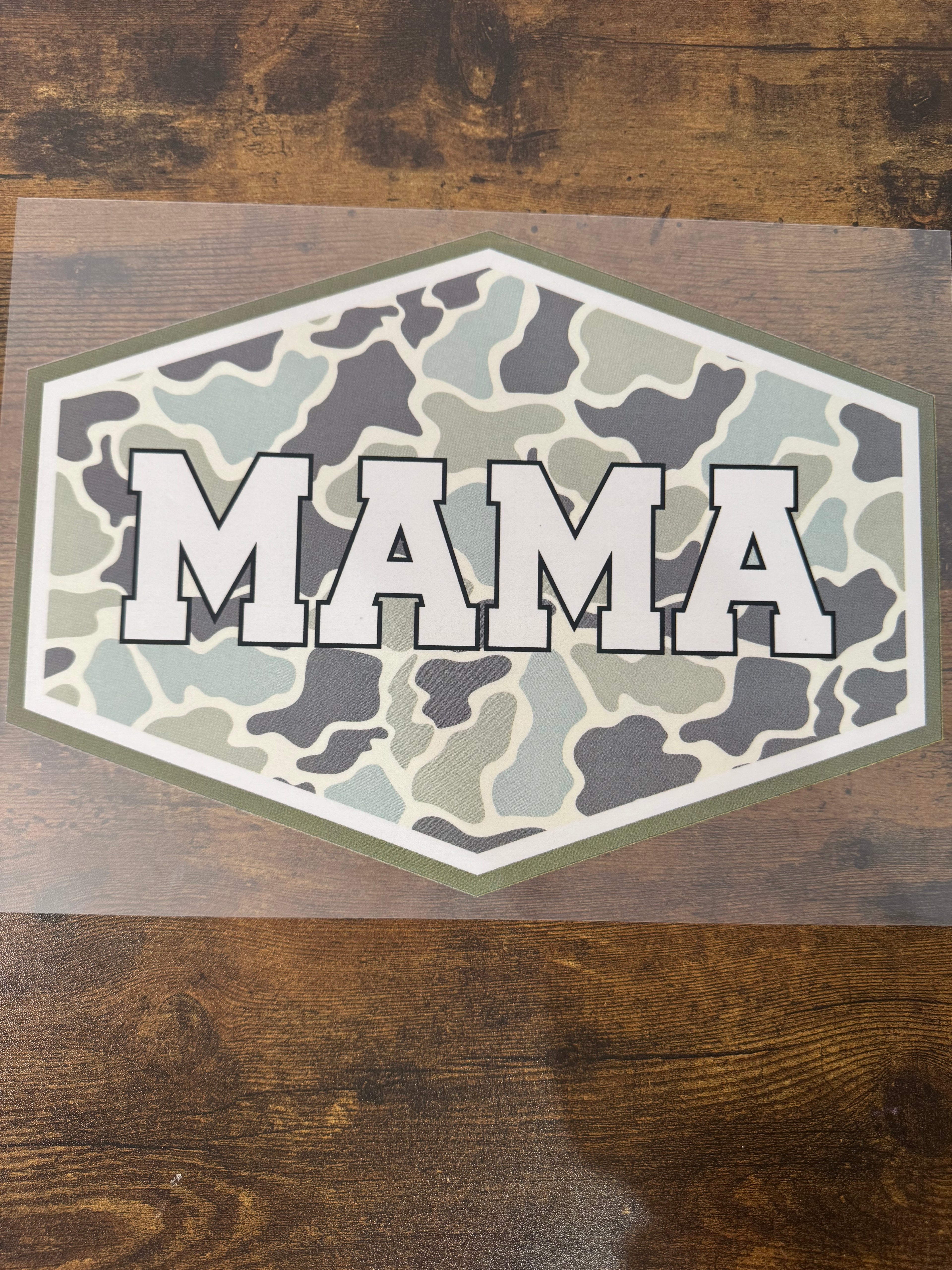 MAMA with Camouflage Border Transfer