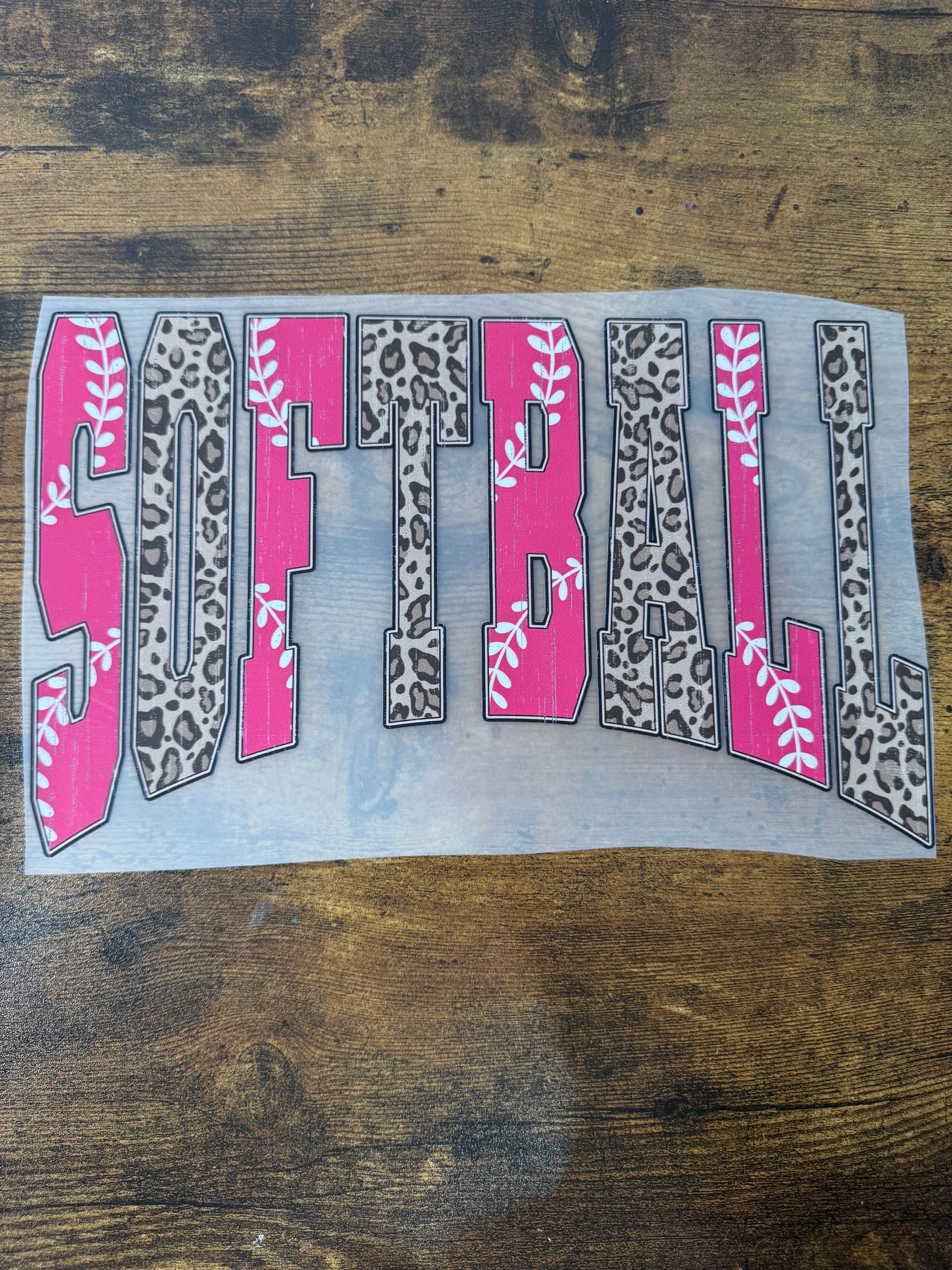 Pink & Leopard Softball Transfer