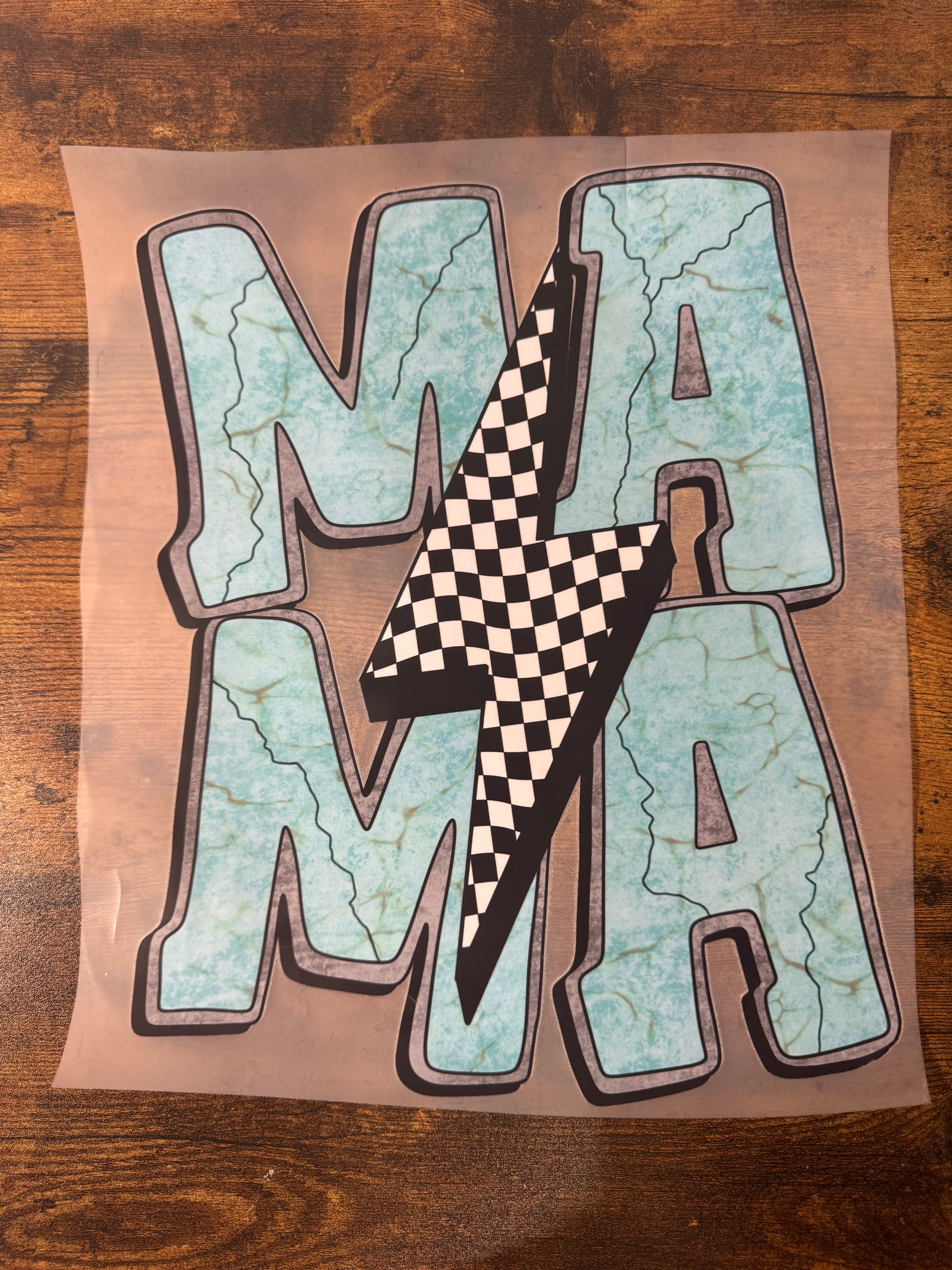 Turquoise/Checkered MAMA Transfer