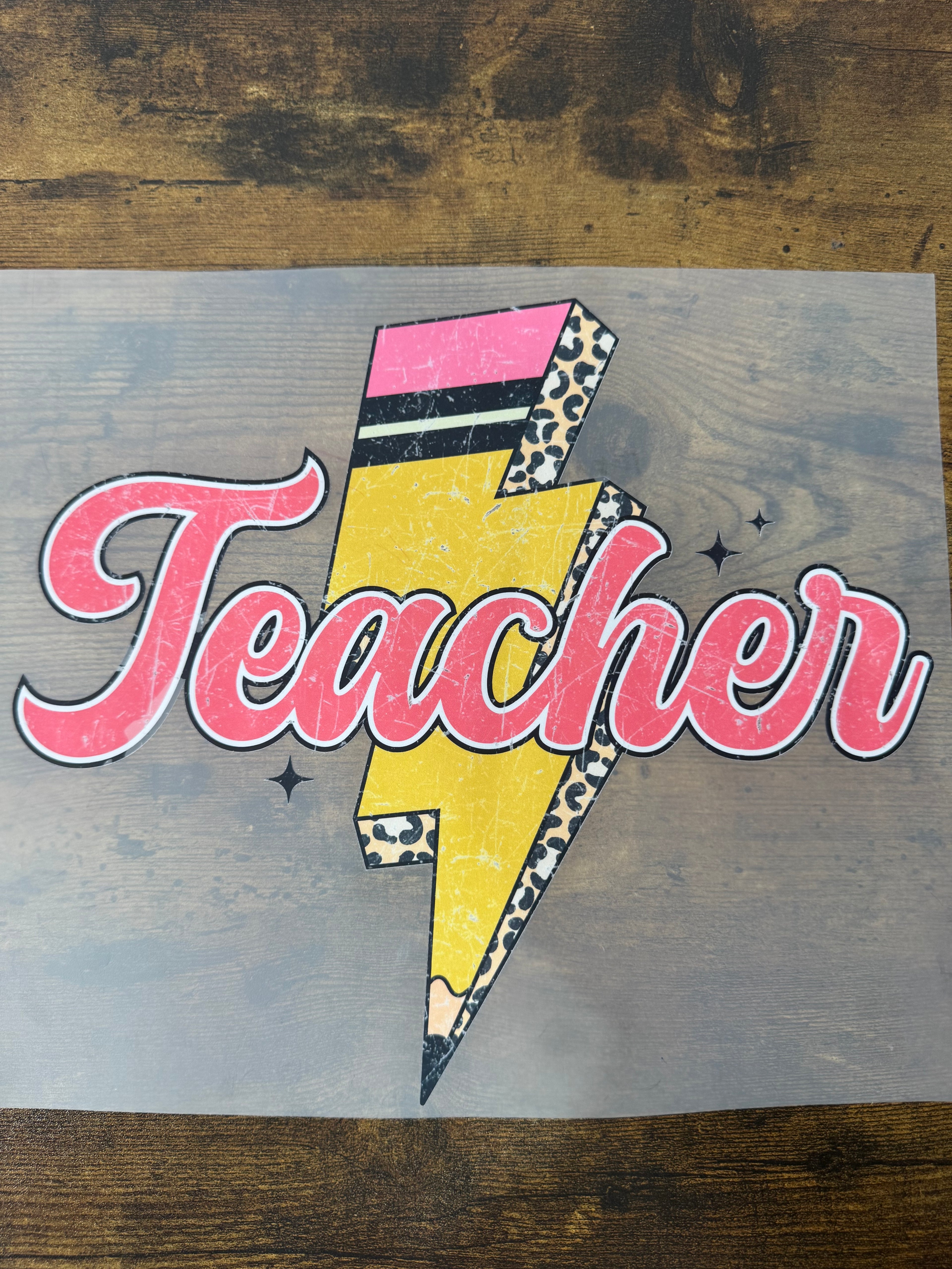 Teacher Pencil Lightening Bolt Transfer