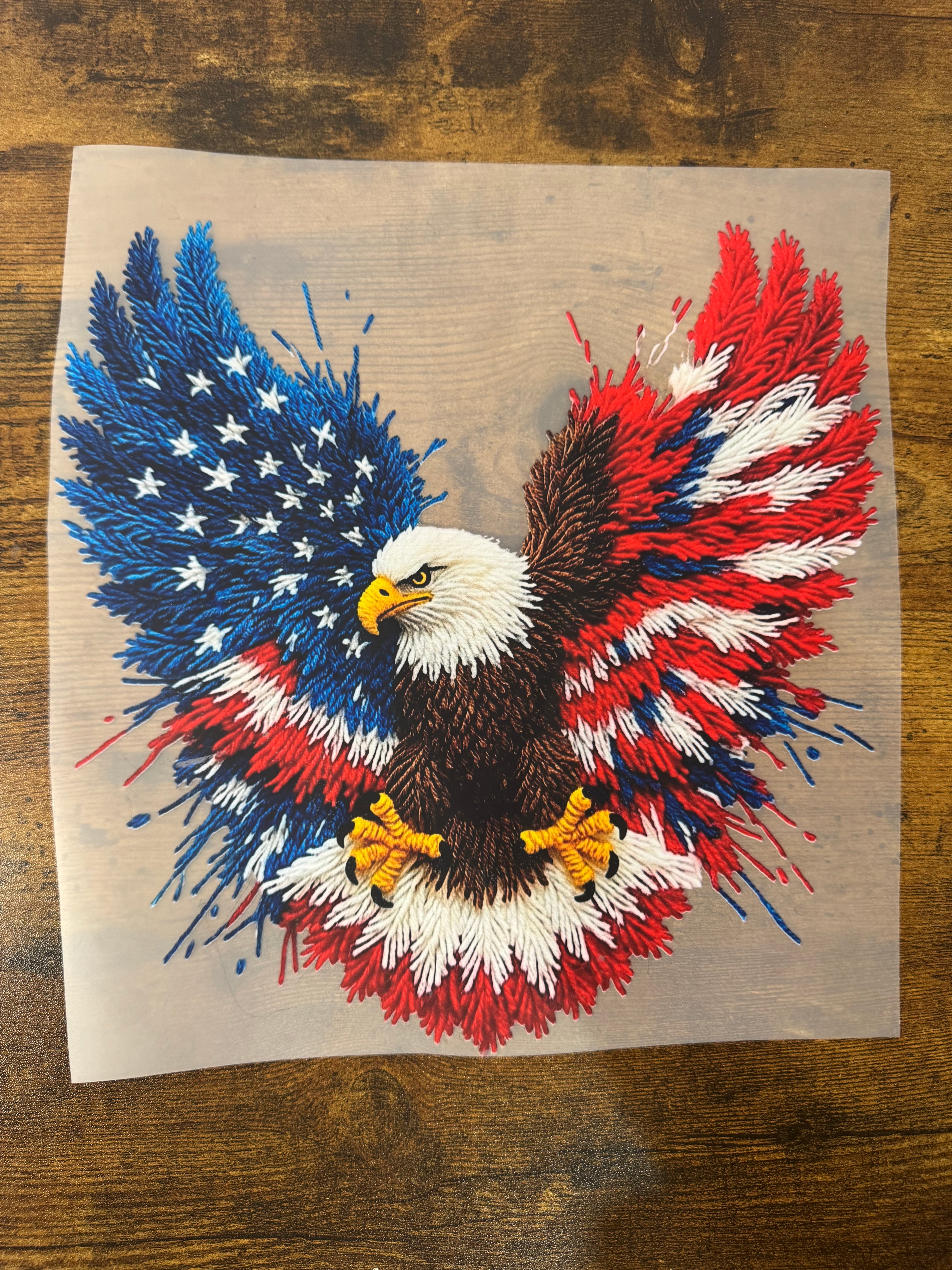 Faux Yarn Eagle Transfer