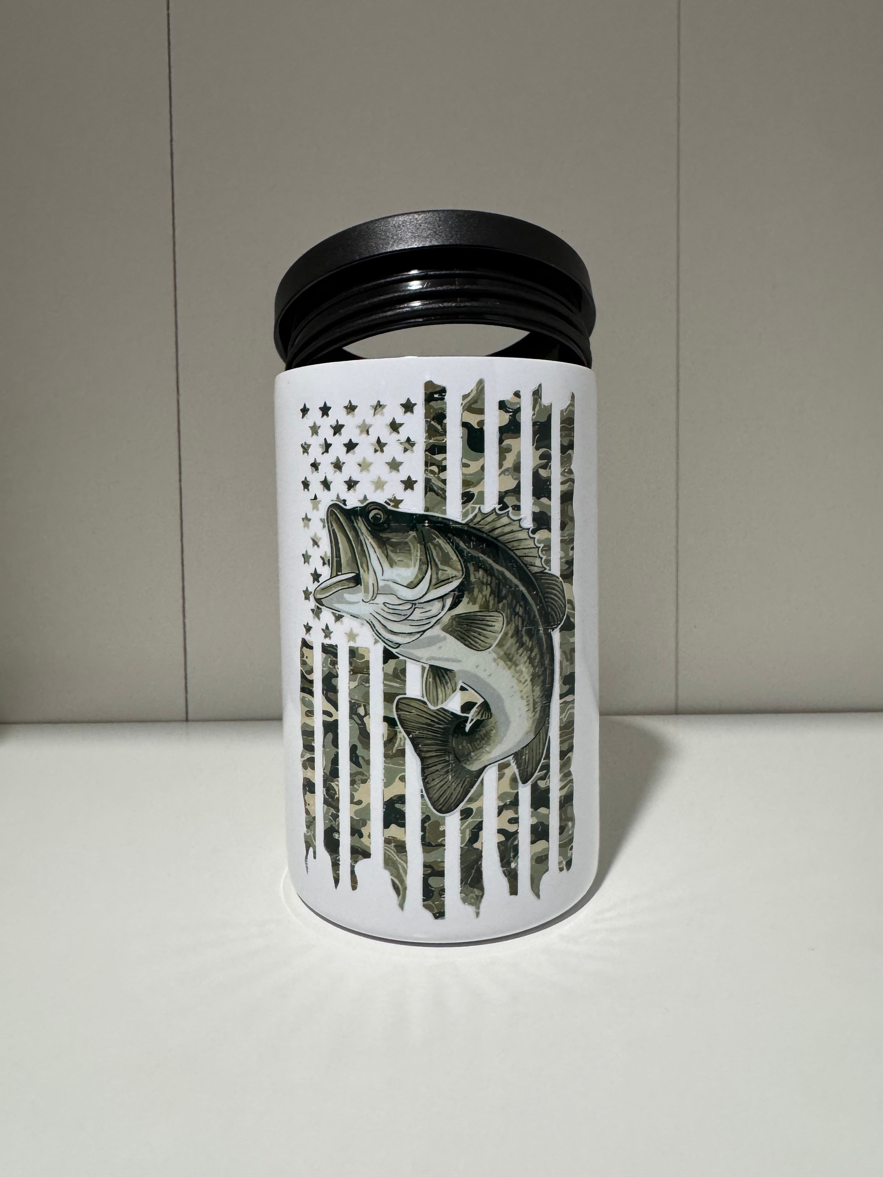 Camo Fish Flag Stainless Steel Insulated Can Cooler