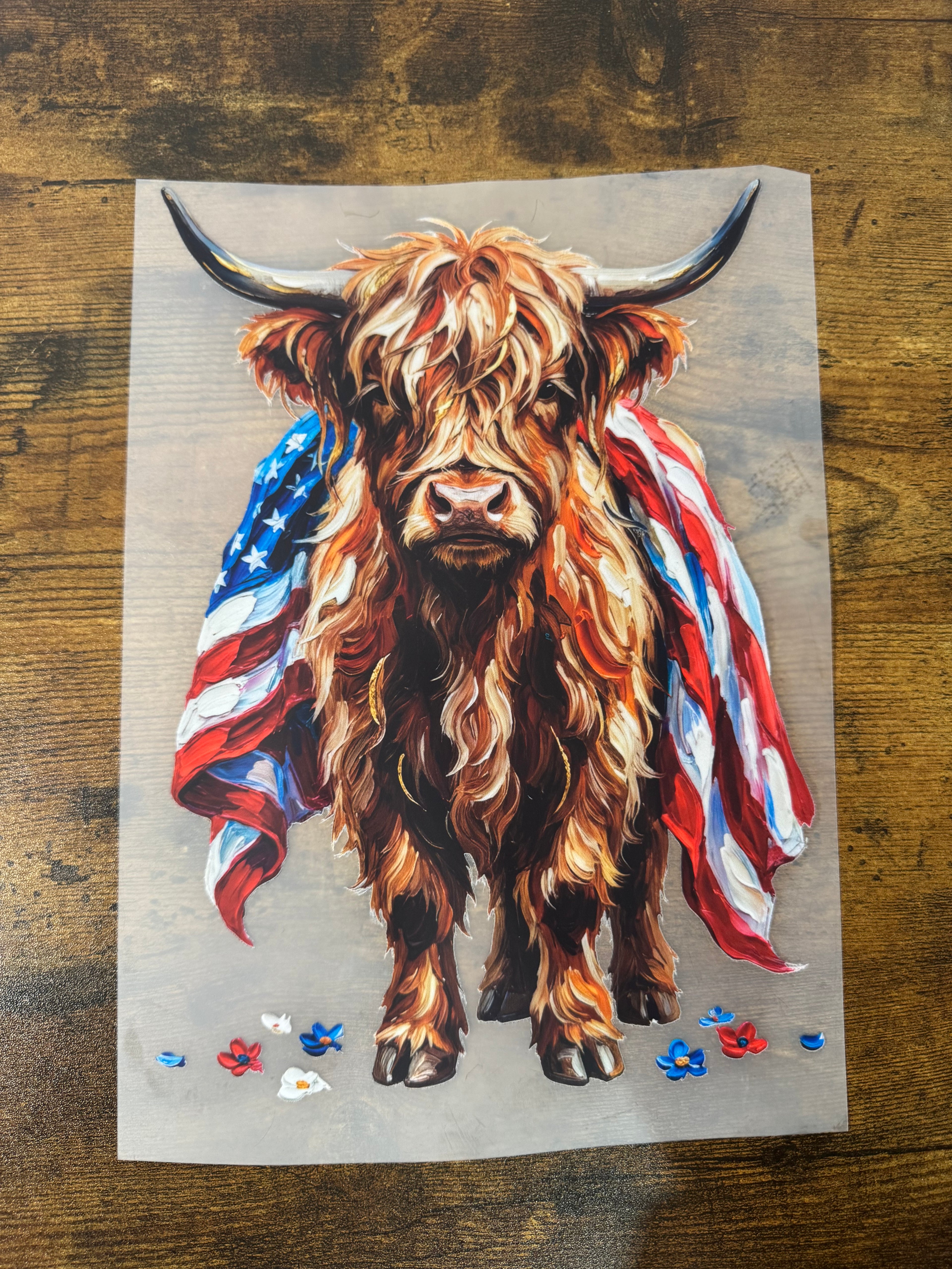 Patriotic Highland Cow Transfer