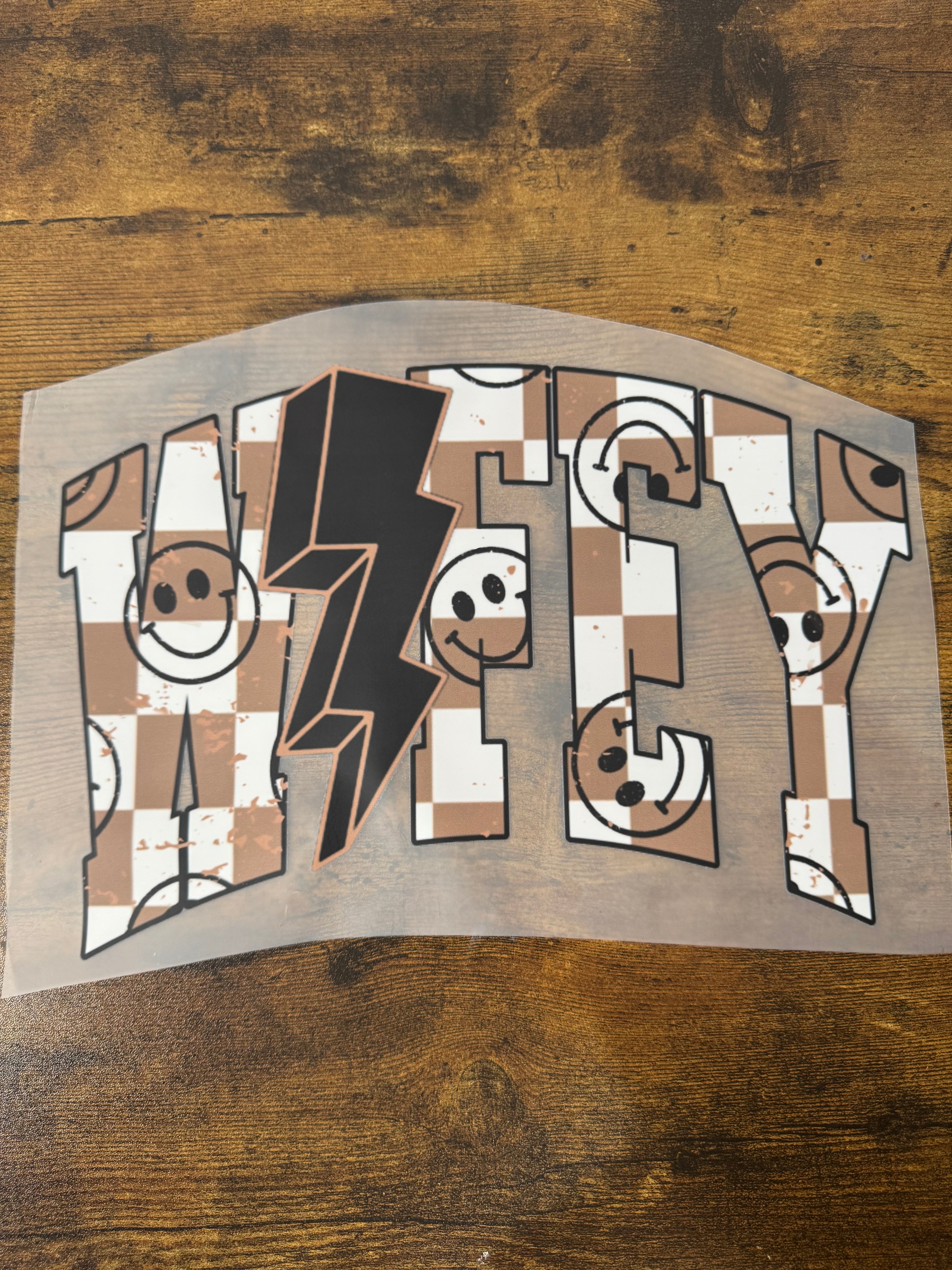 Brown & White Checkered WIFEY Transfer