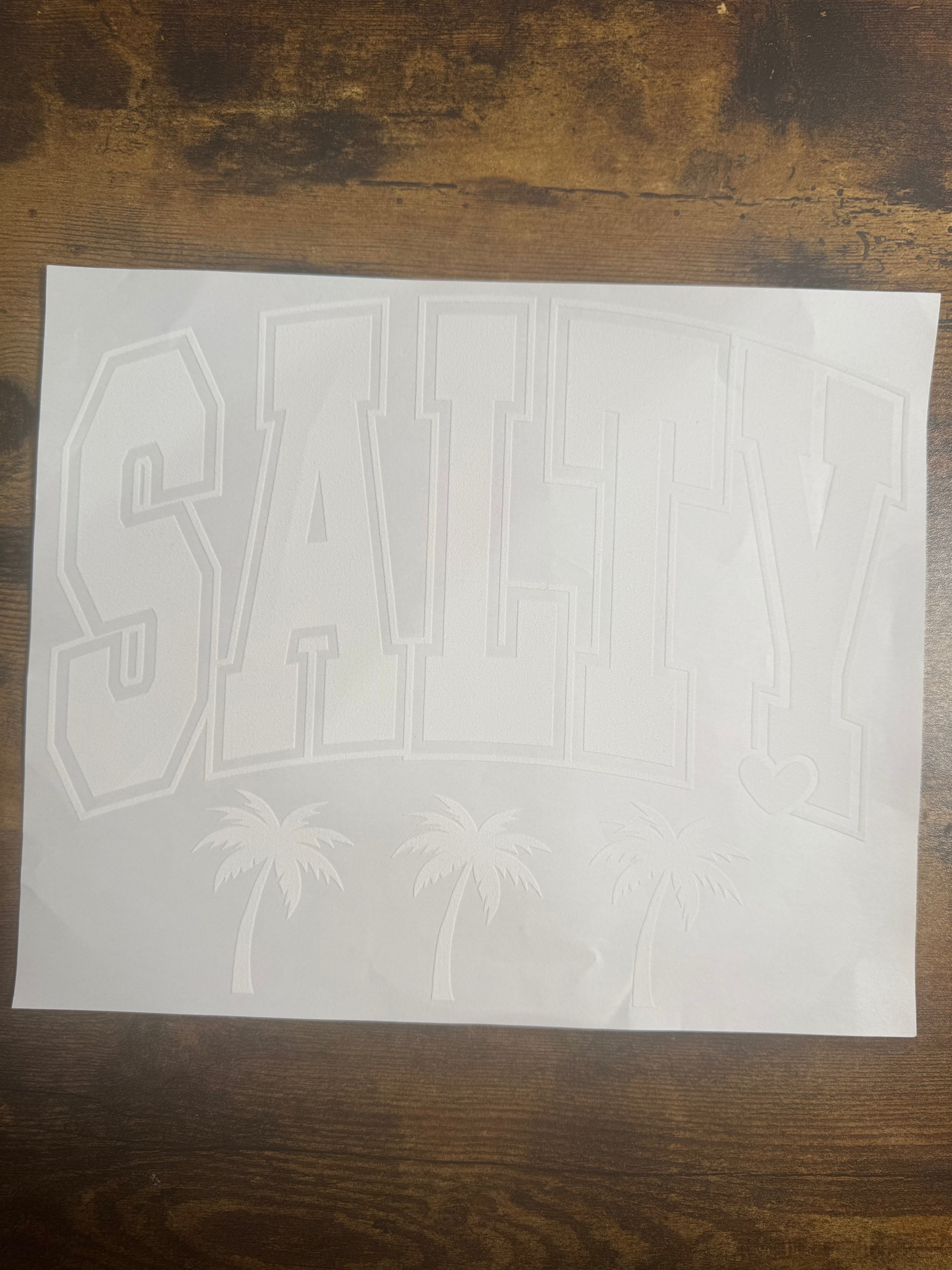 SALTY With Palm Tree PUFF Transfer