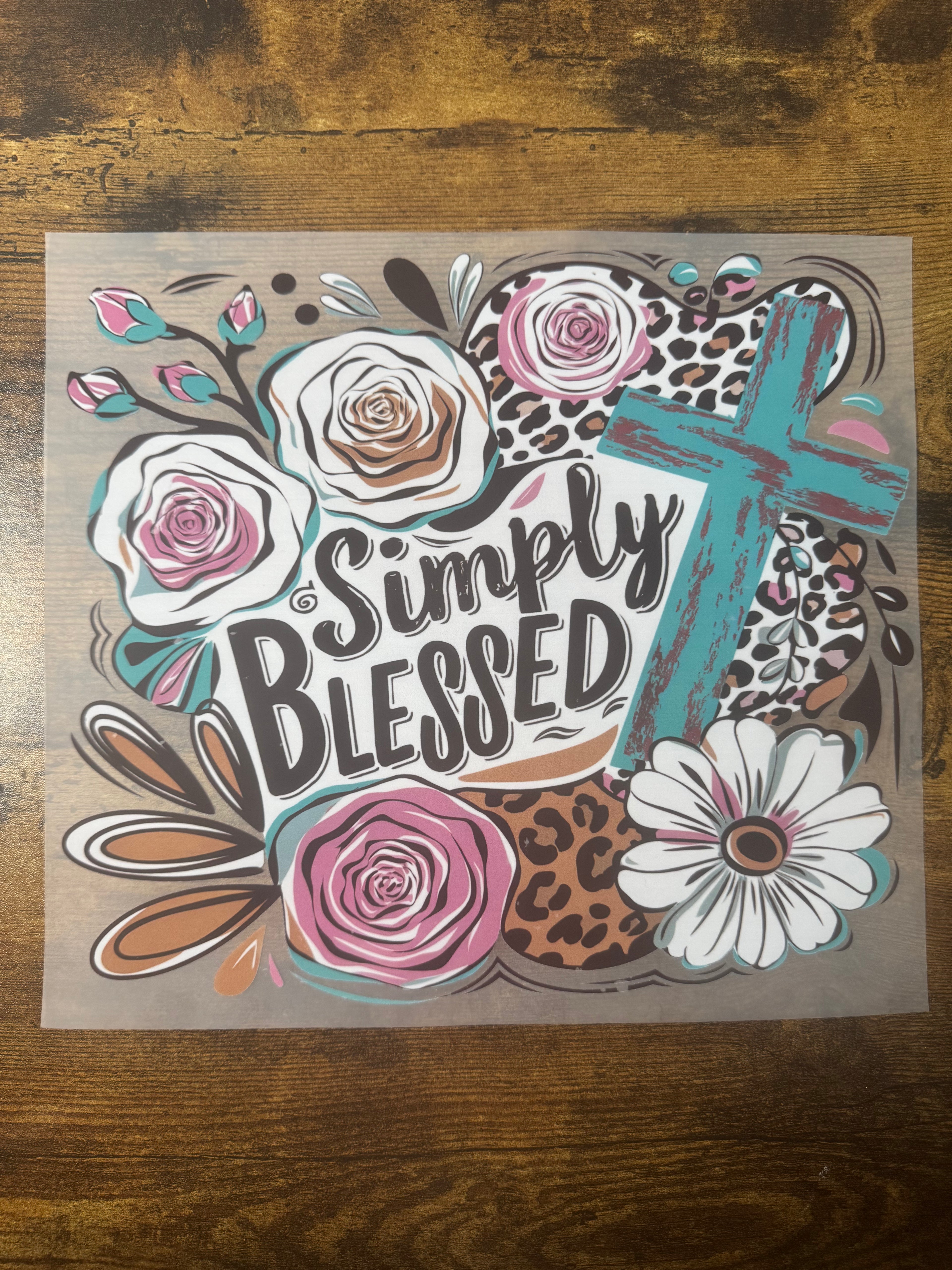 Preppy Simply Blessed Cross Transfer